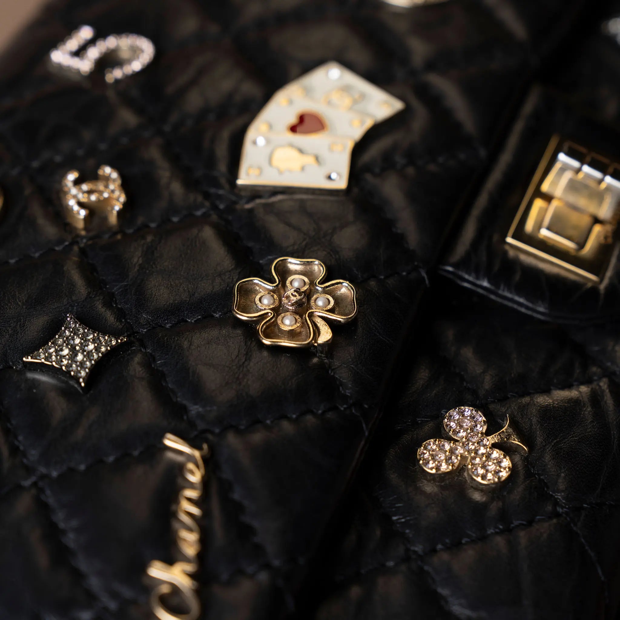 Chanel Quilted Aged Calfskin Reissue 2.55 Lucky Charms Double Flap 225 — Front View