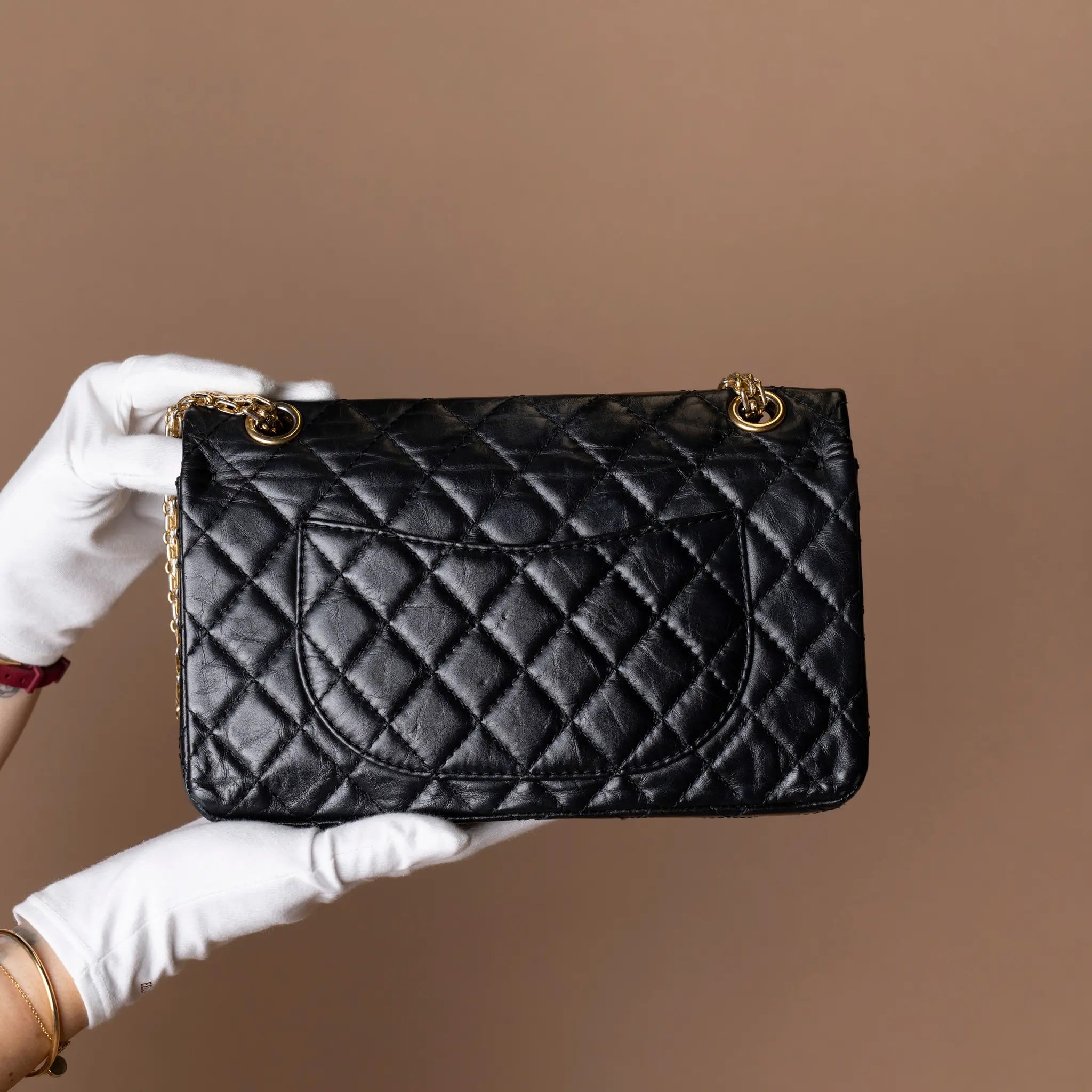 Chanel Quilted Aged Calfskin Reissue 2.55 Lucky Charms Double Flap 225 — Interior Detail