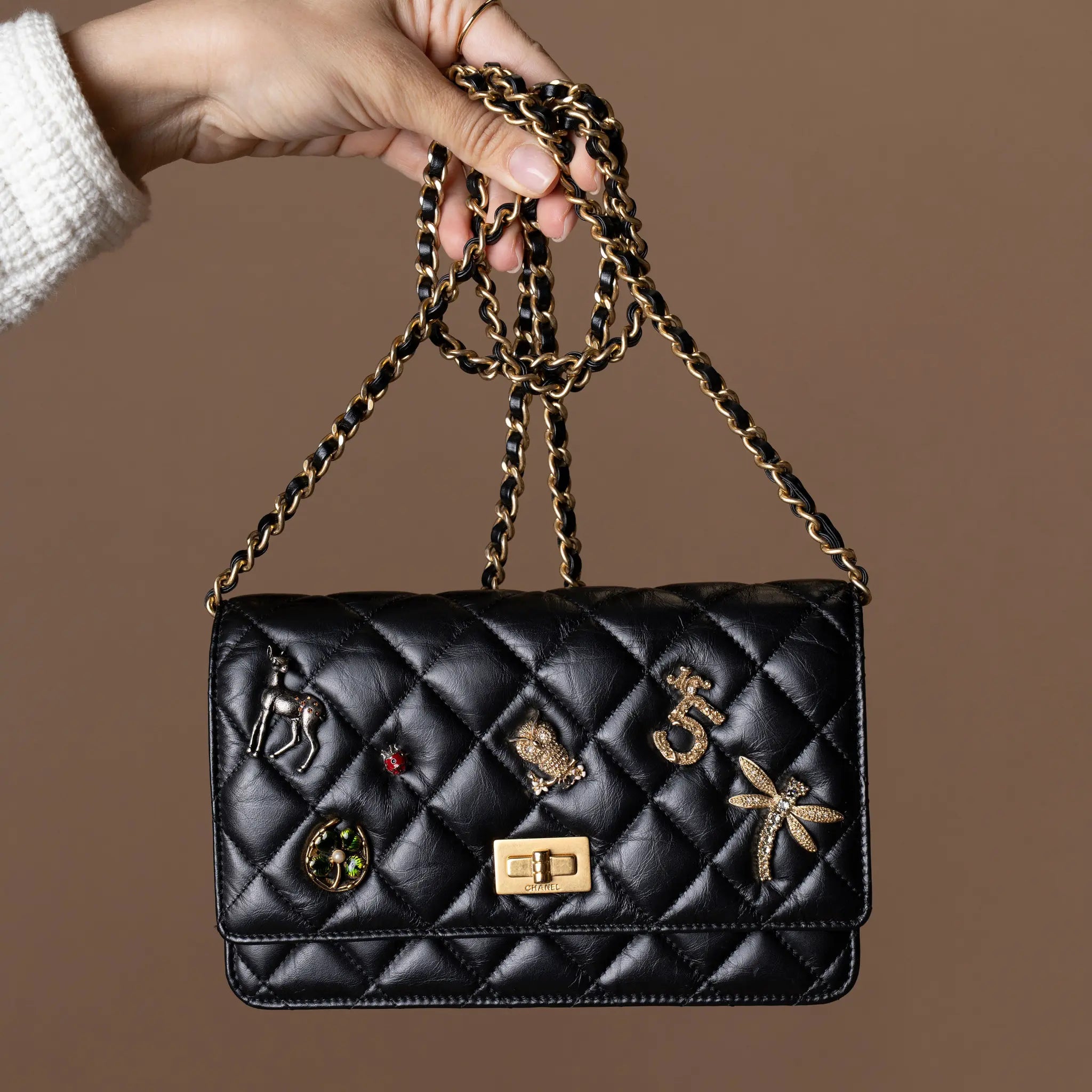 Chanel Quilted Aged Calfskin Reissue 2.55 Lucky Charms WOC — Front View