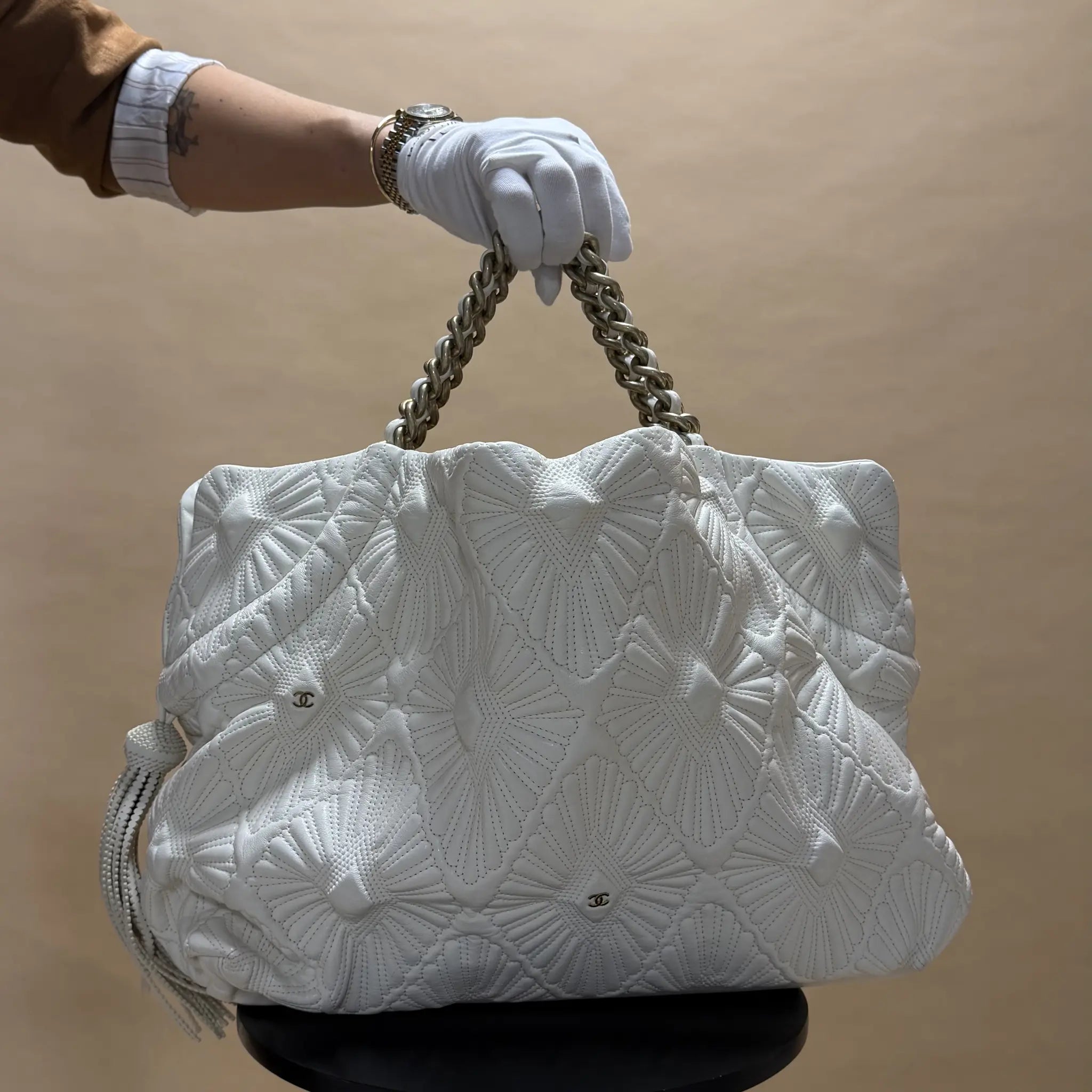Chanel Quilted Calfskin Ca D'Oro Tote — Side Profile