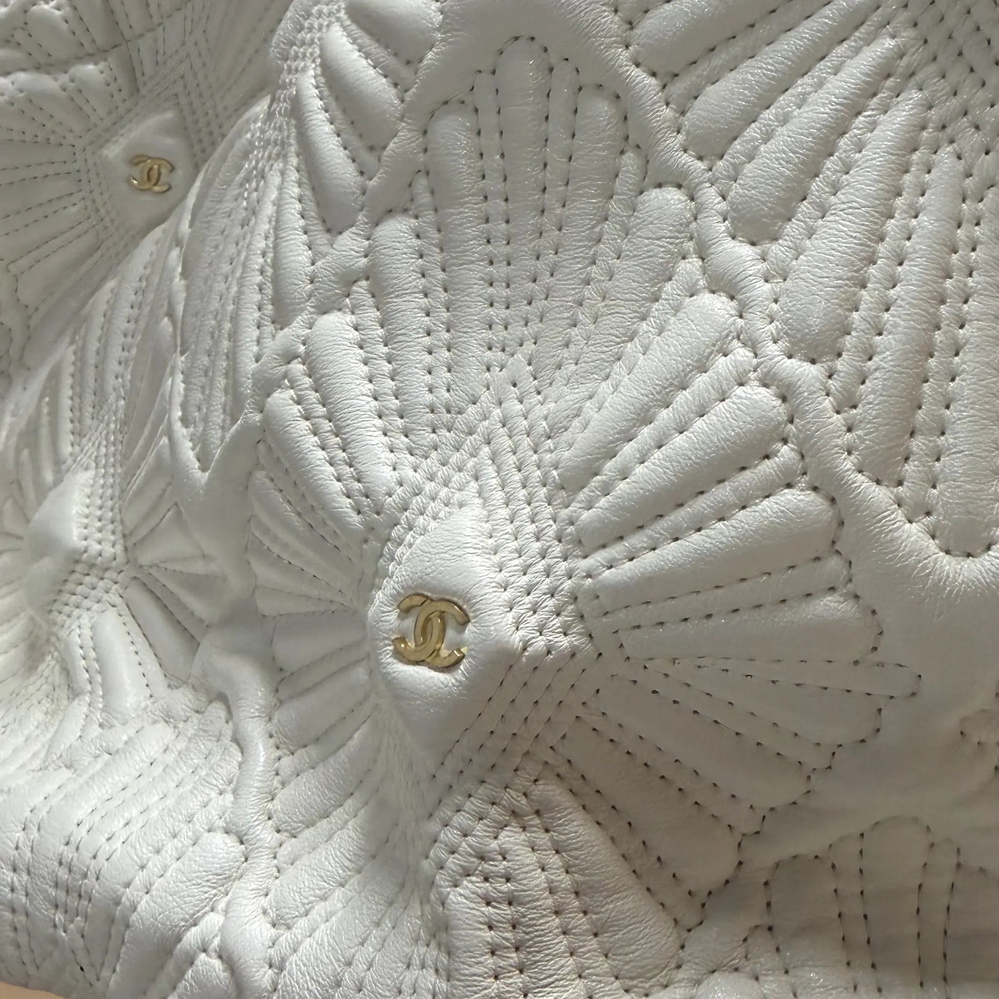 Chanel Quilted Calfskin Ca D'Oro Tote — Close-up Detail
