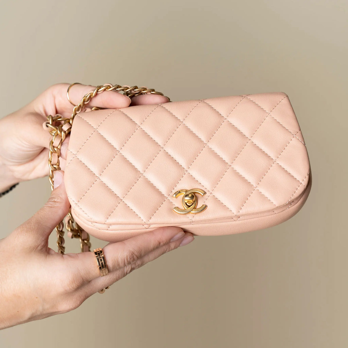 Chanel Quilted Calfskin Coco Mail Clutch with Chain — Interior Detail
