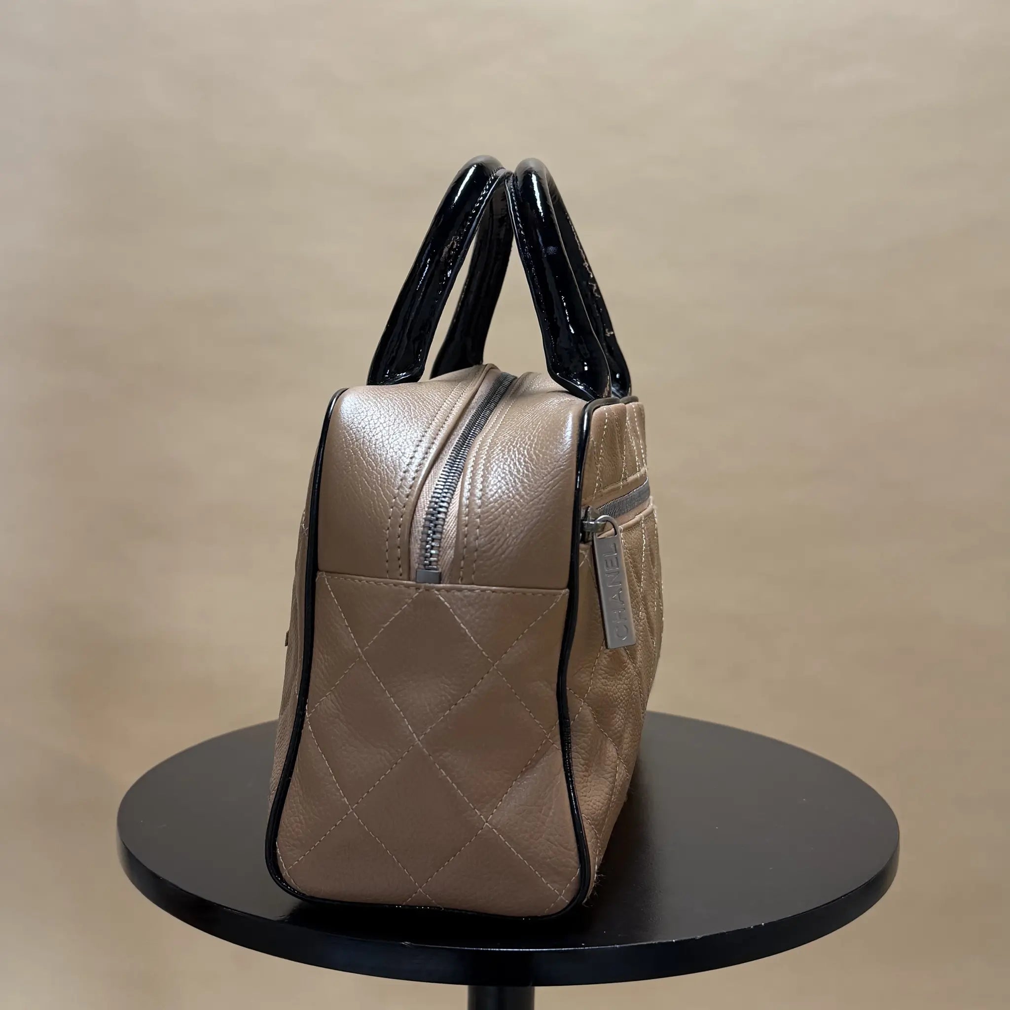 Chanel Quilted Caviar Bowler Handbag — Front View