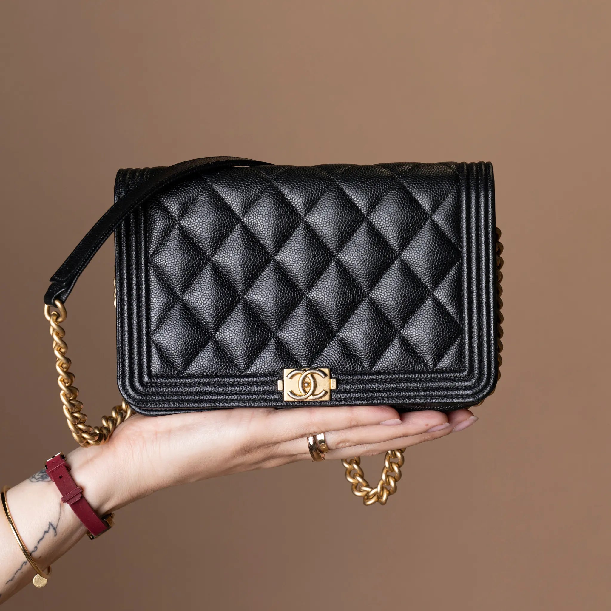 Chanel Quilted Caviar Boy Wallet on Chain — Featured Image