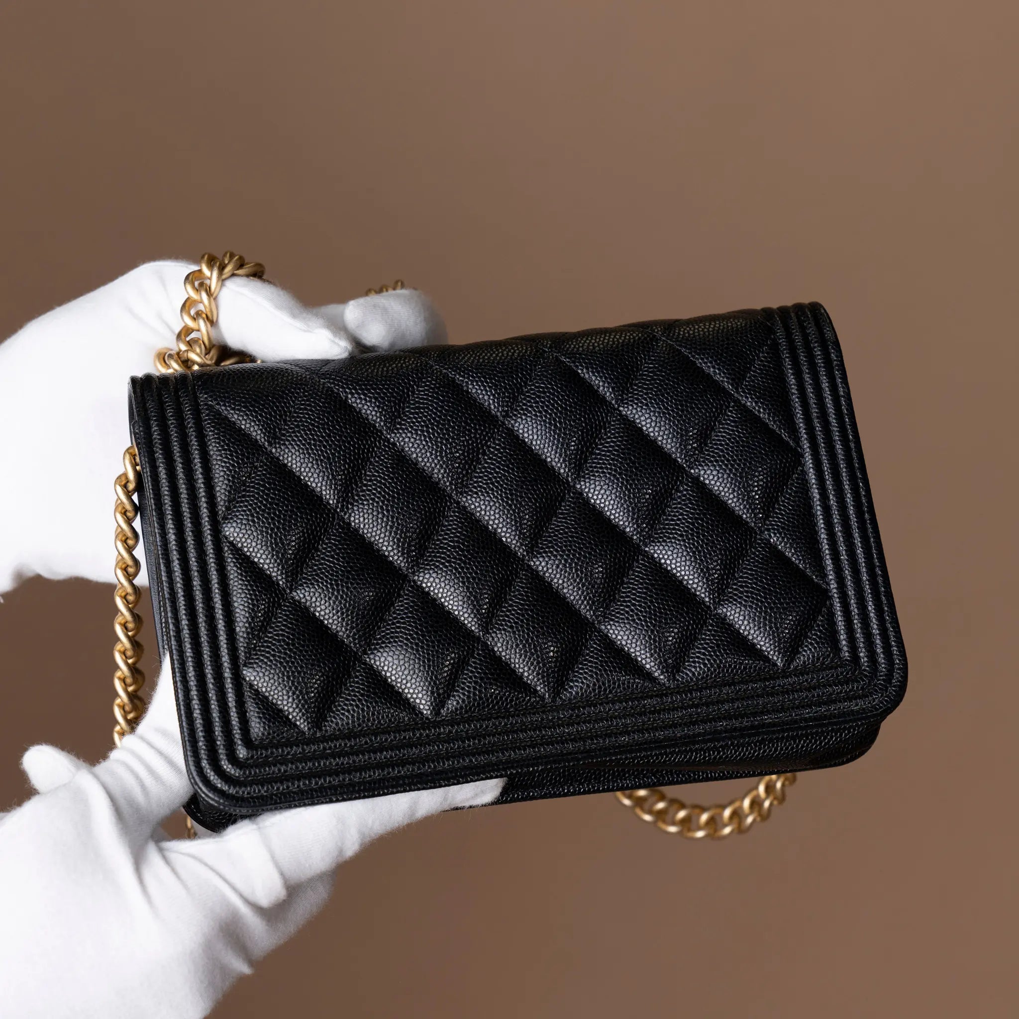Chanel Quilted Caviar Boy Wallet on Chain — Back View