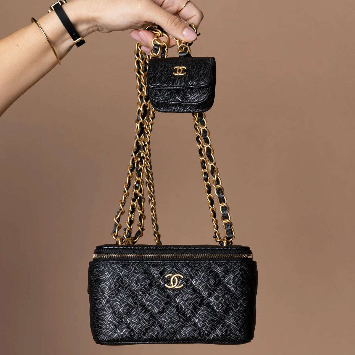 Chanel Quilted Caviar CC Vanity Case With Chain — Featured Image