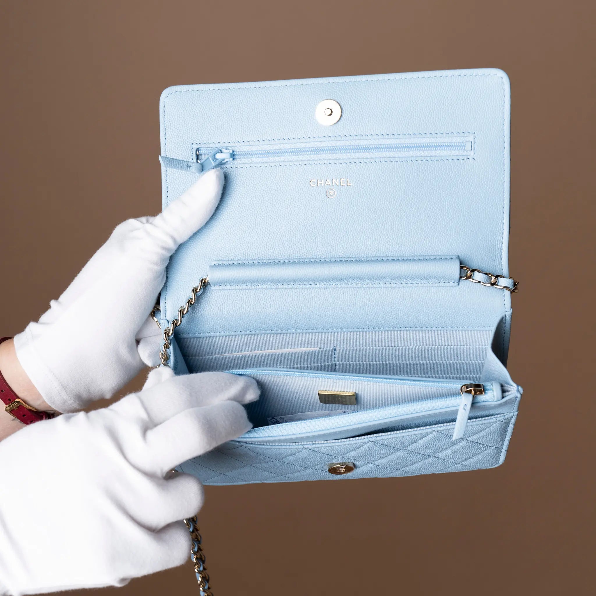 Chanel Quilted Caviar Crystal Enamel CC Wallet On Chain — Additional View