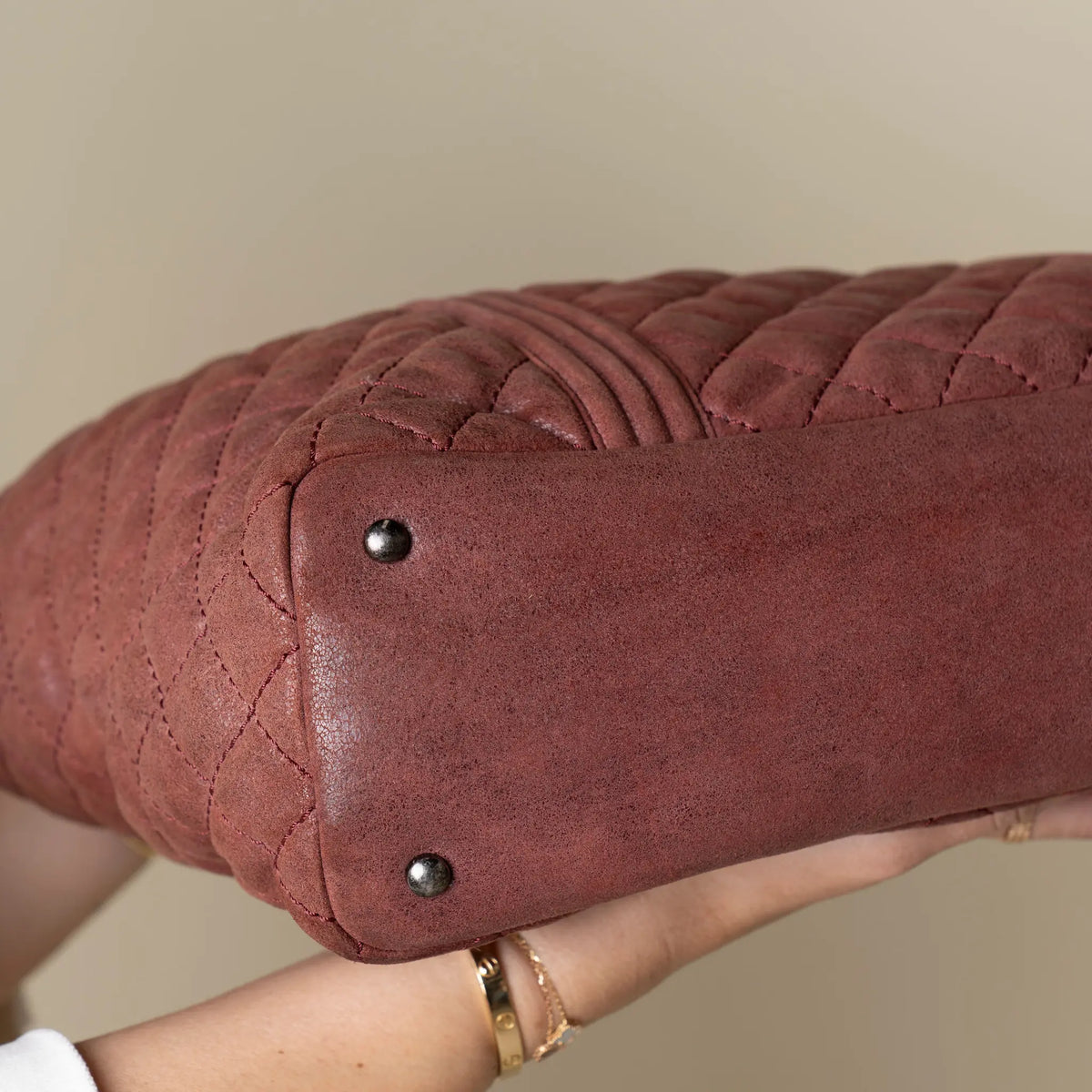 Chanel Quilted Iridescent Calfskin Gentle Boy Tote — Front View