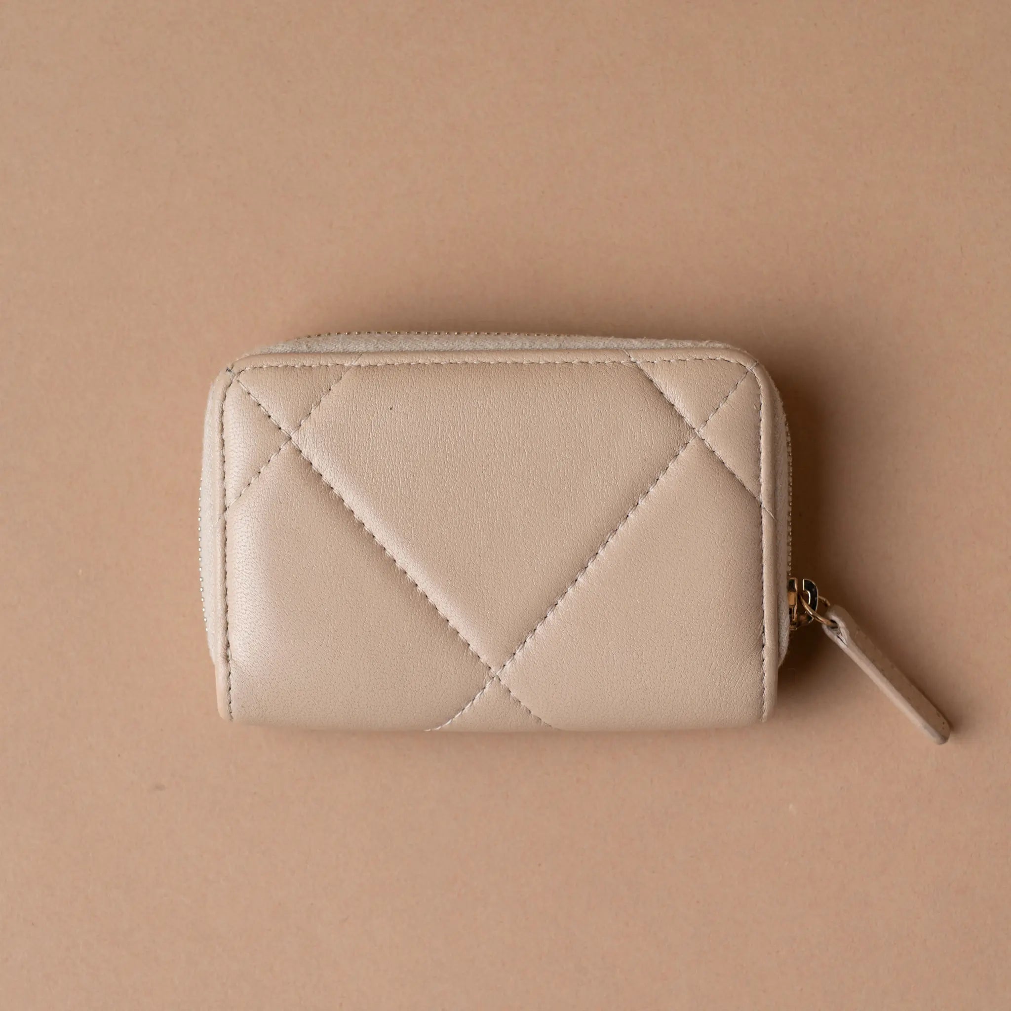 Chanel Quilted Lambskin 19 Zip Coin Purse — Front View