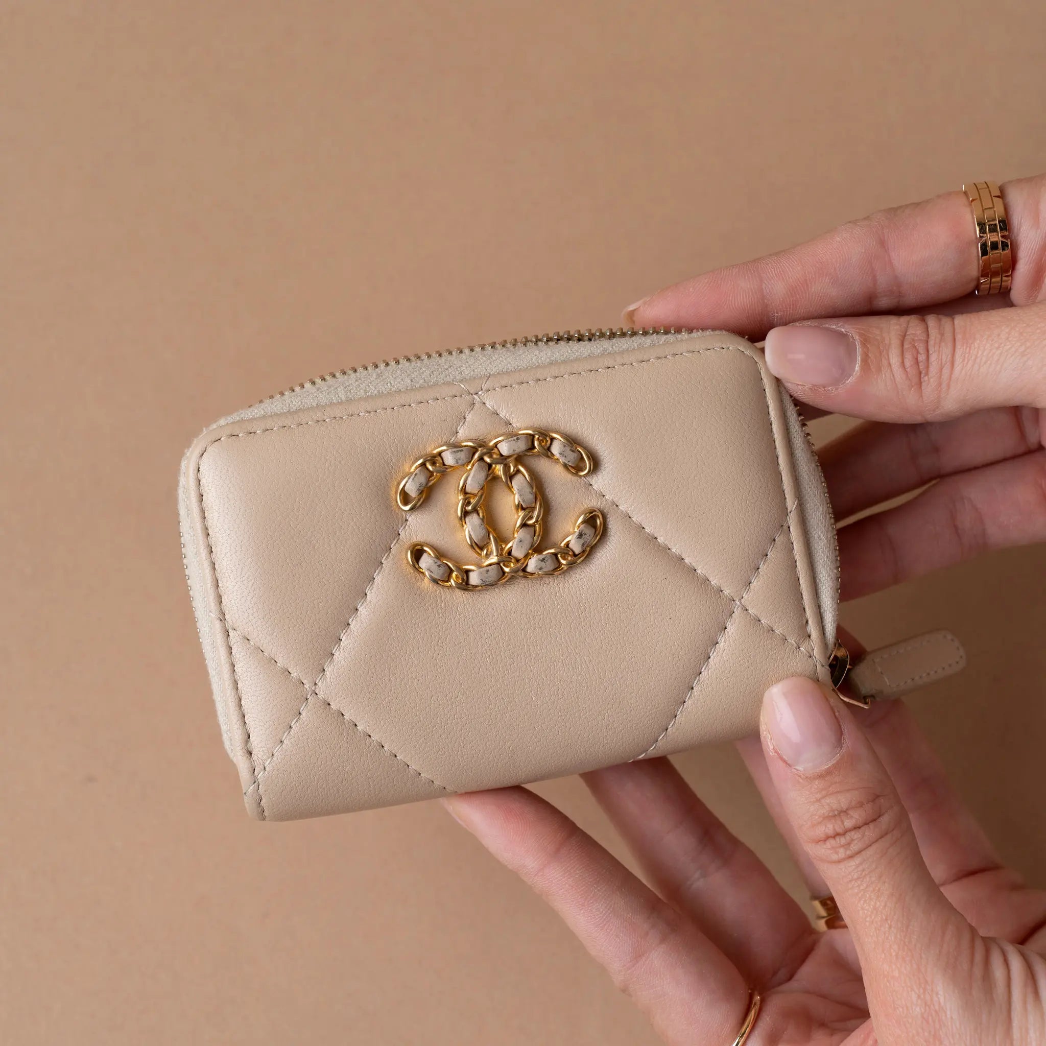 Chanel Quilted Lambskin 19 Zip Coin Purse — Back View