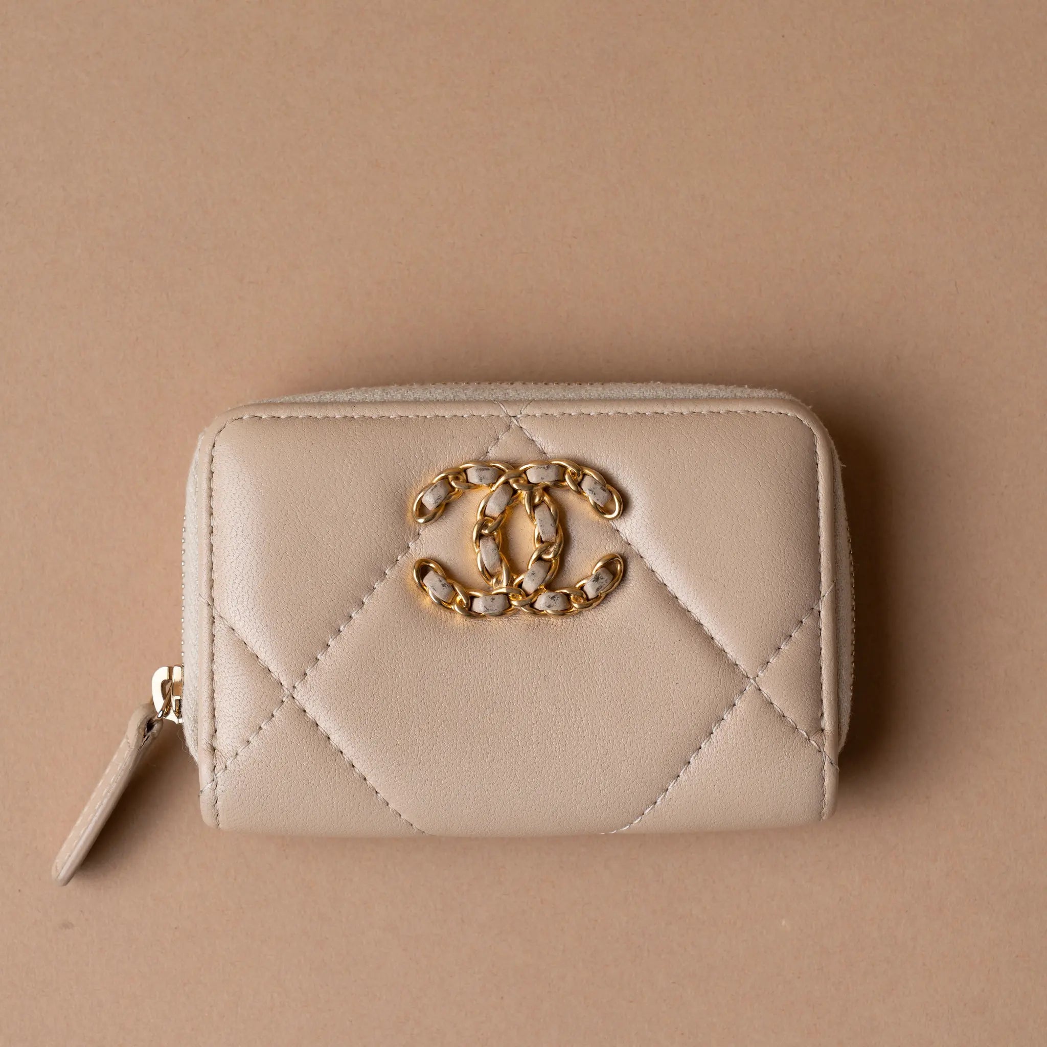 Chanel Quilted Lambskin 19 Zip Coin Purse — Side Profile
