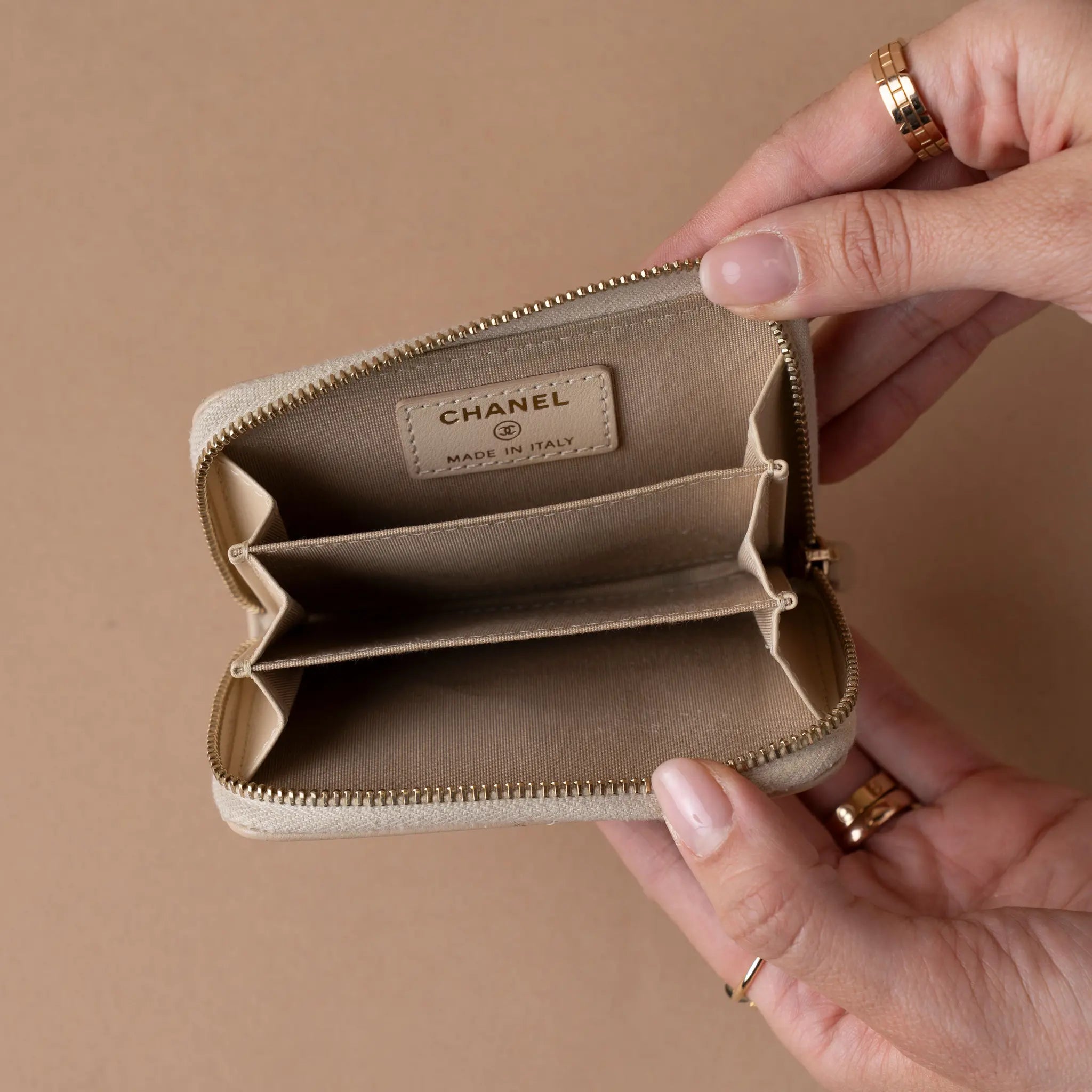 Chanel Quilted Lambskin 19 Zip Coin Purse — Interior Detail