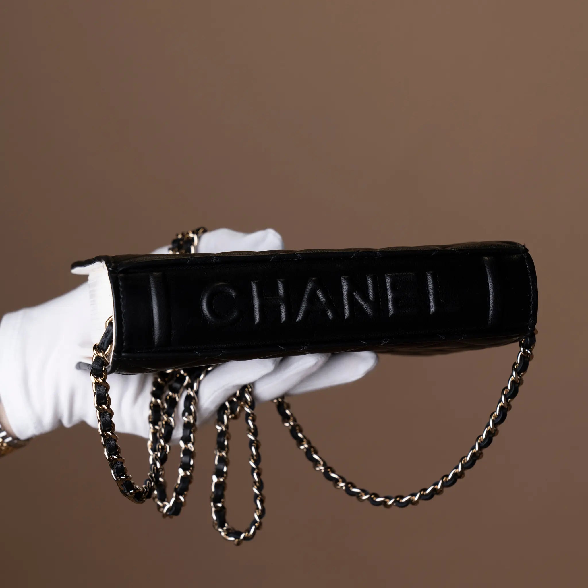 Chanel Quilted Lambskin Book Wallet On Chain — Front View