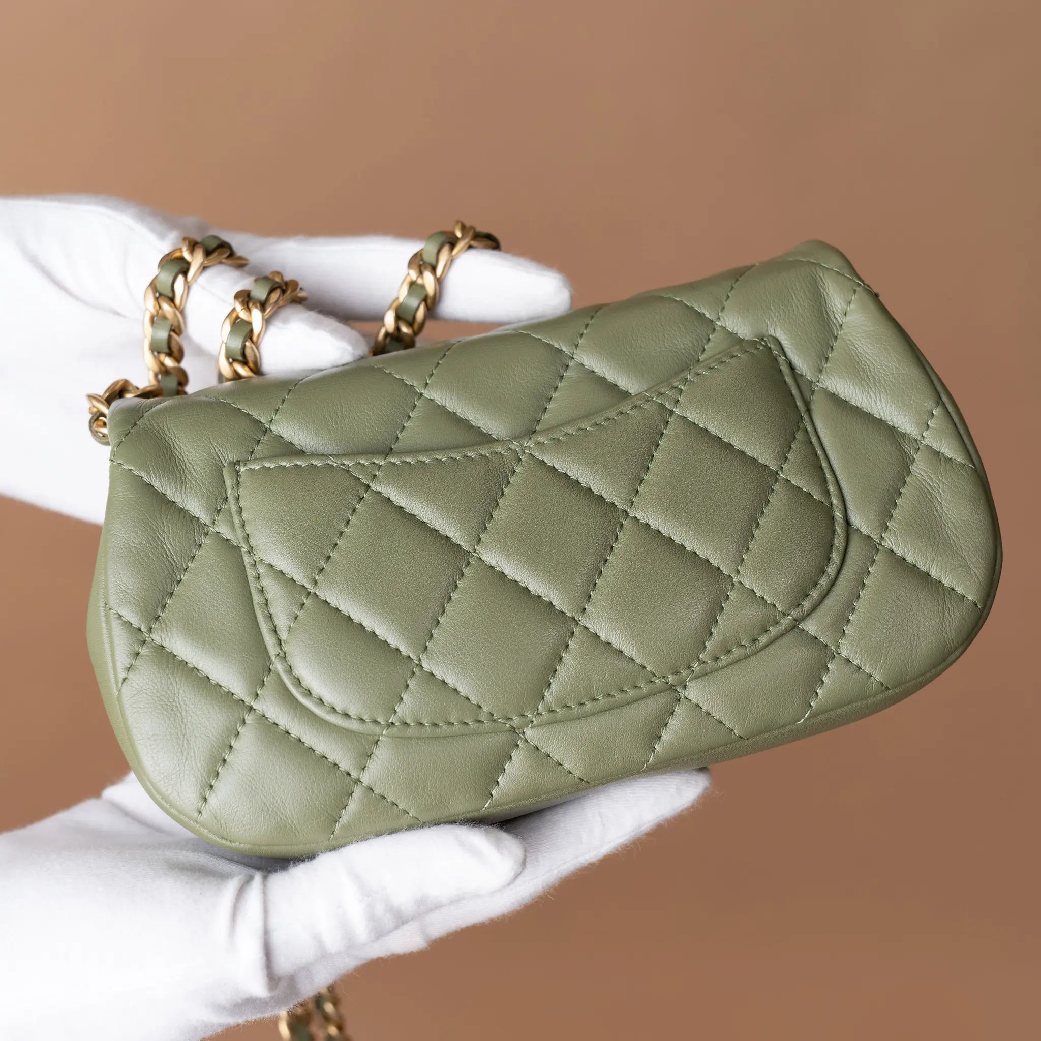 Chanel Quilted Lambskin Coco Mail Clutch with Chain — Back View