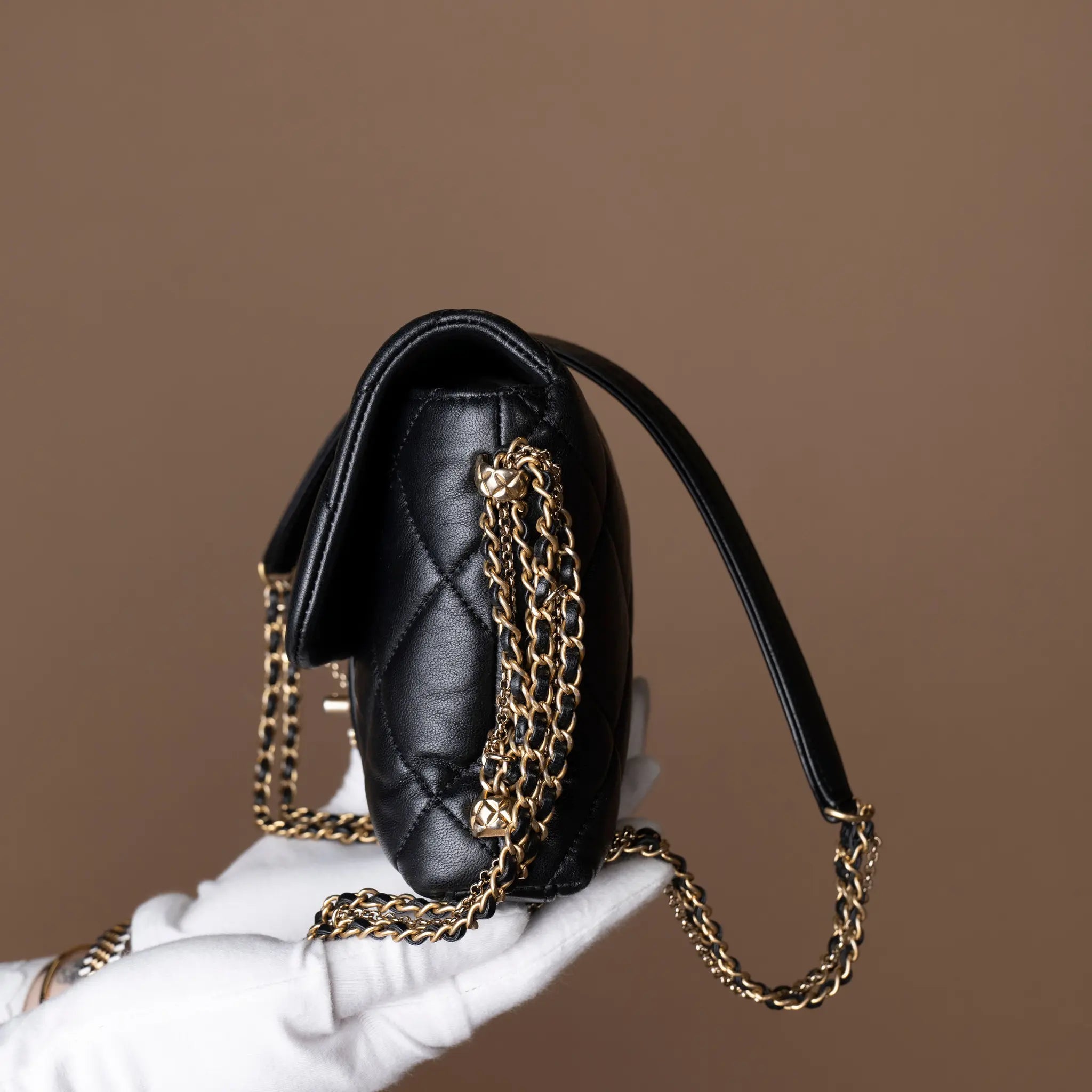 Chanel Quilted Lambskin Crush on Chains Flap — Detail View