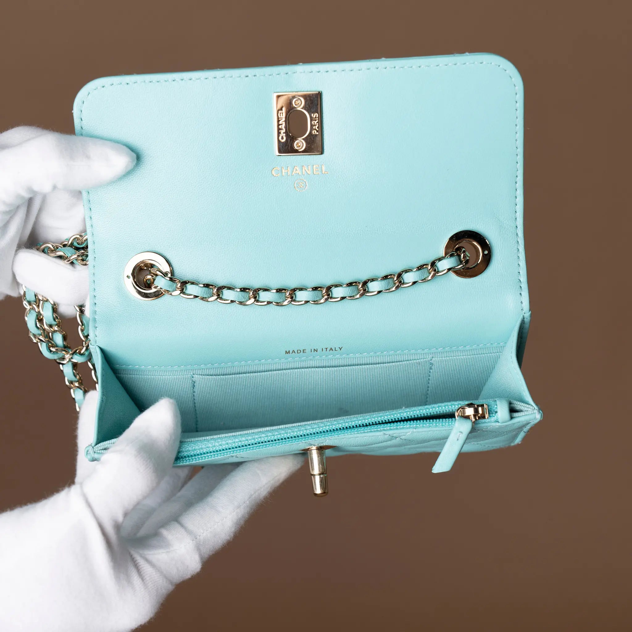 Chanel Quilted Lambskin Trendy CC Wallet On Chain — Detail View