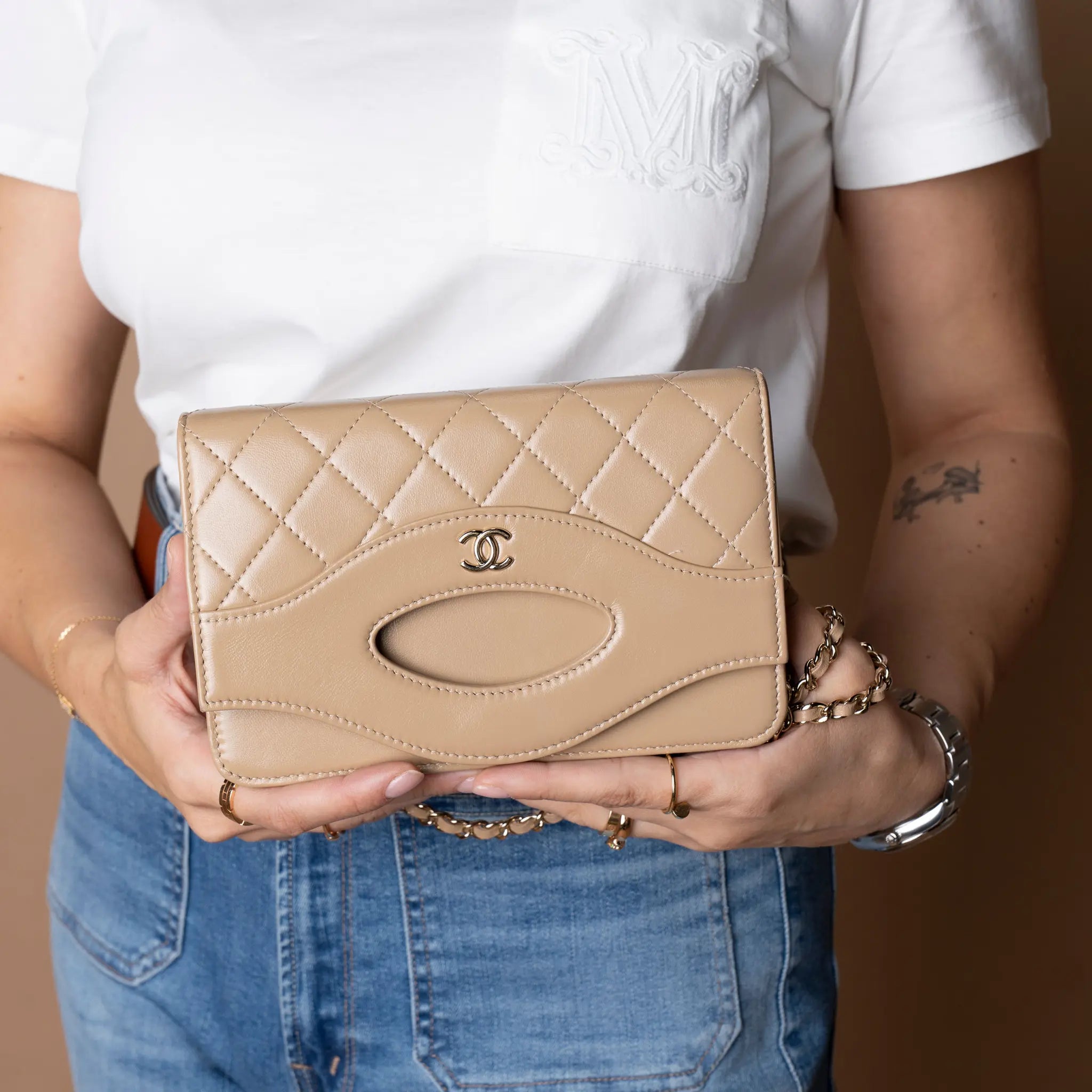 Chanel Quilted Shiny Lambskin 31 Wallet On Chain — Side Profile