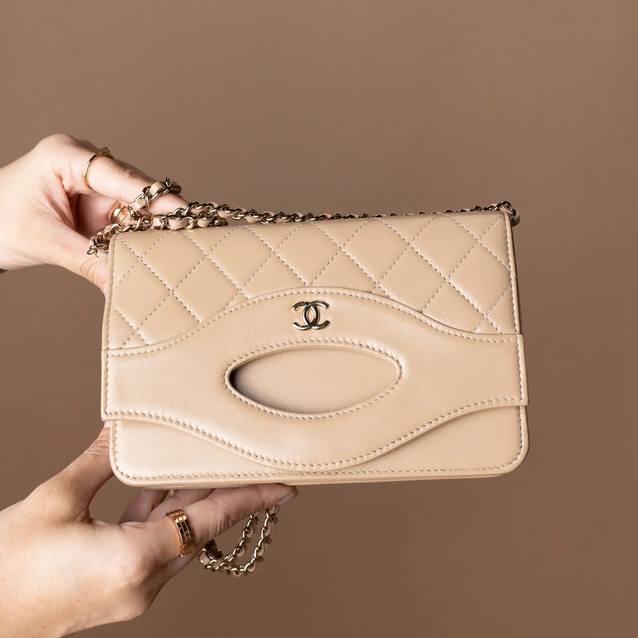 Chanel Quilted Shiny Lambskin 31 Wallet On Chain — Interior Detail