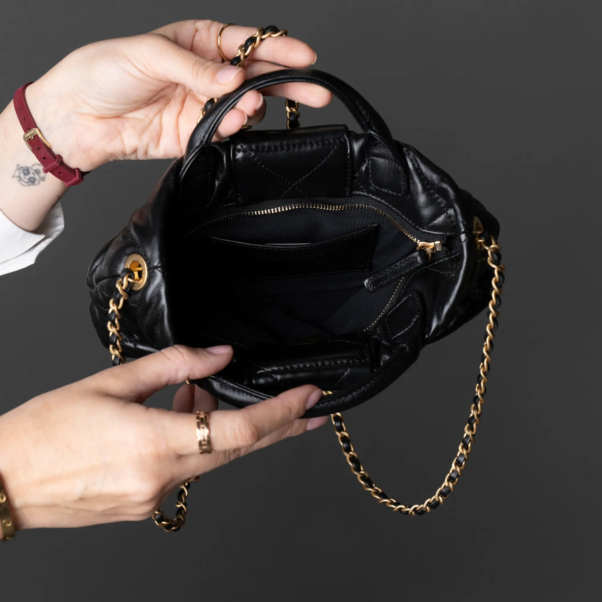 Chanel Shiny Lambskin Bow Bag — Back View