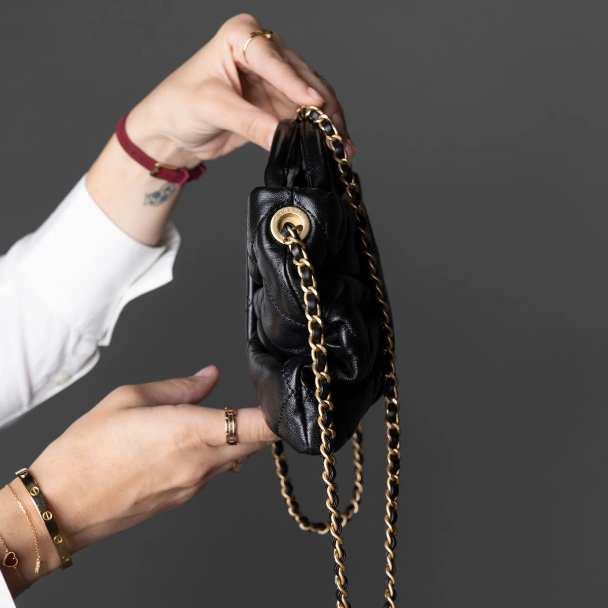 Chanel Shiny Lambskin Bow Bag — Close-up Detail