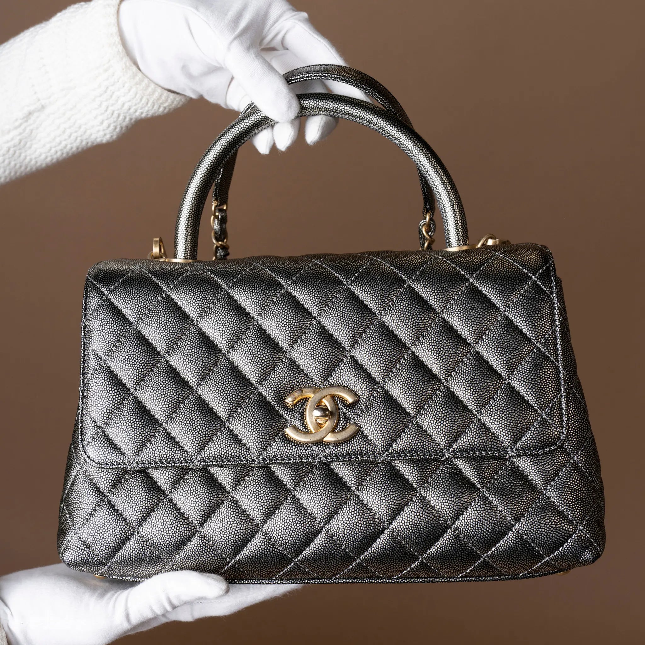 Chanel Small Caviar Coco Top Handle Bag — Back View