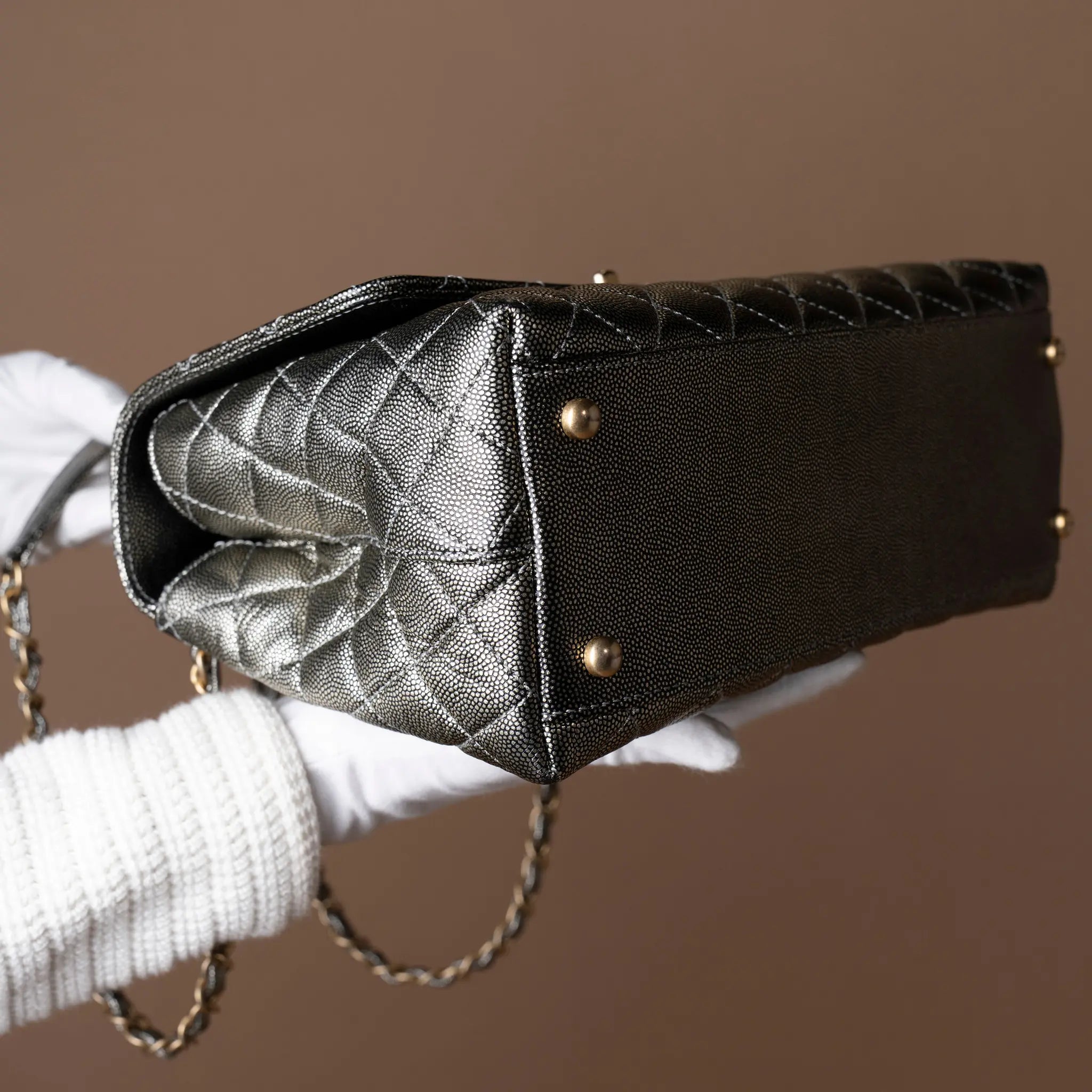Chanel Small Caviar Coco Top Handle Bag — Side Profile