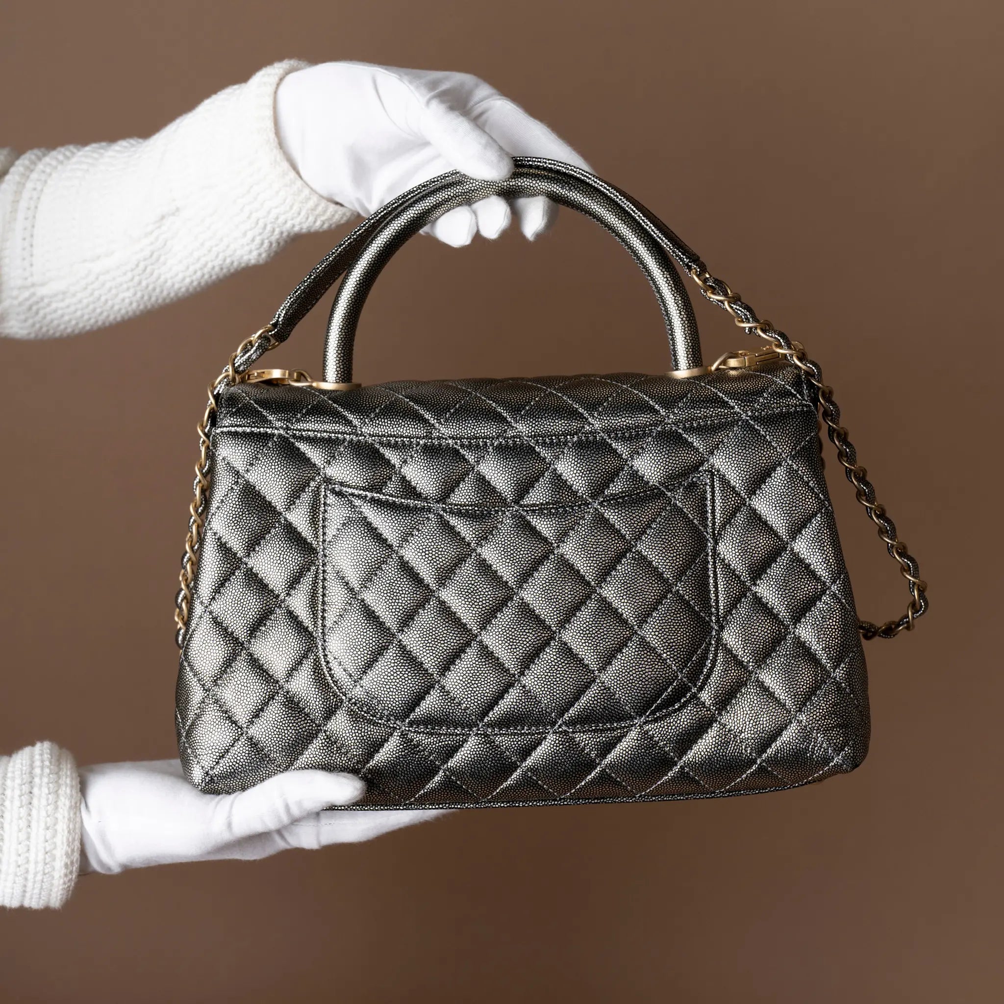 Chanel Small Caviar Coco Top Handle Bag — Interior Detail