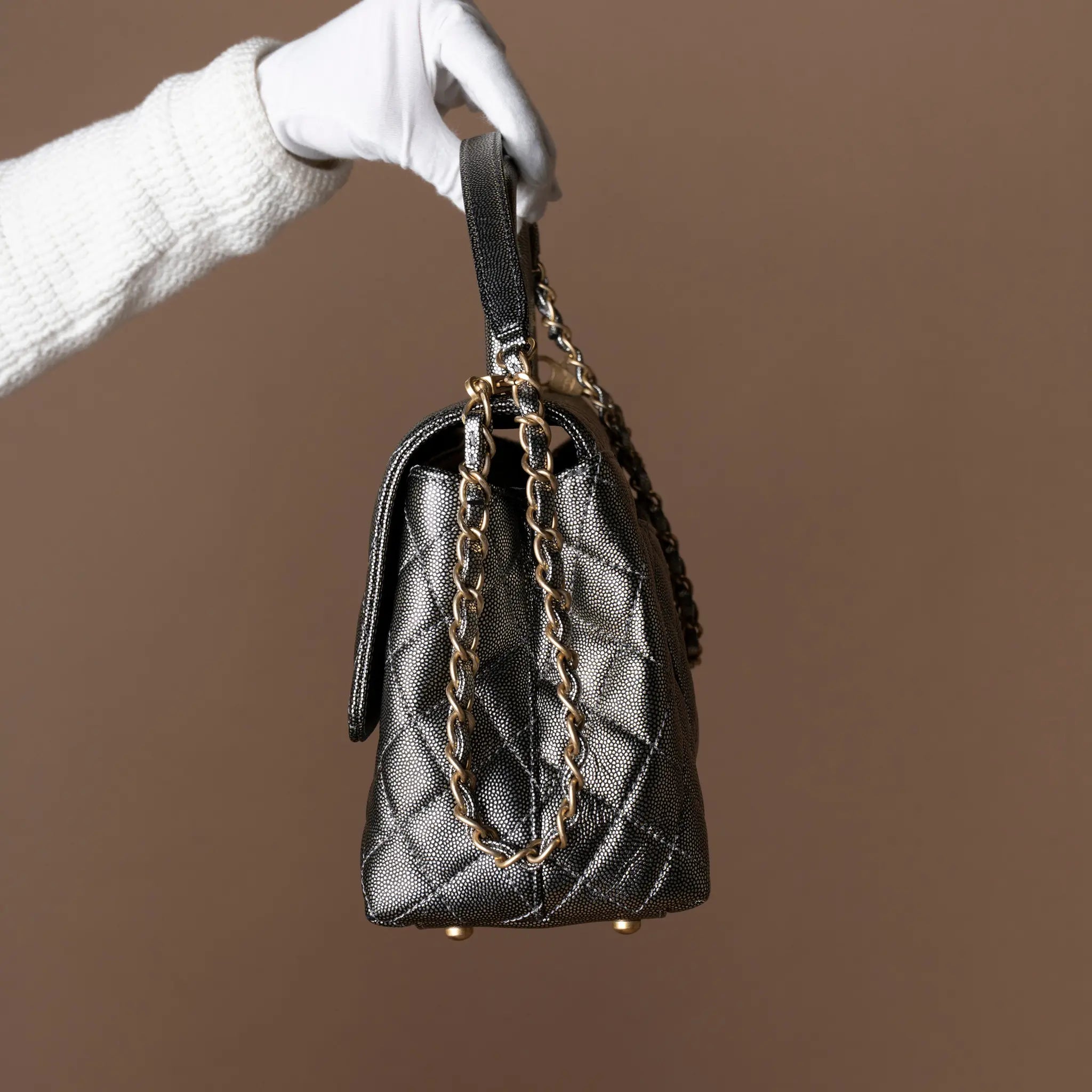 Chanel Small Caviar Coco Top Handle Bag — Detail View