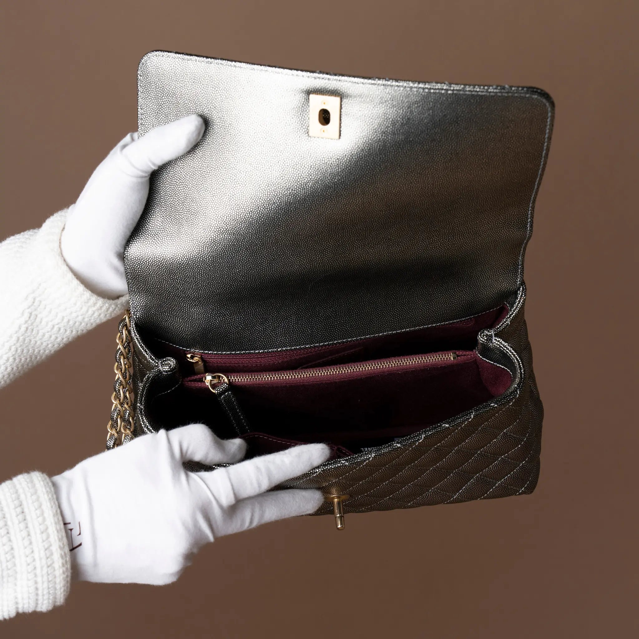 Chanel Small Caviar Coco Top Handle Bag — View 9