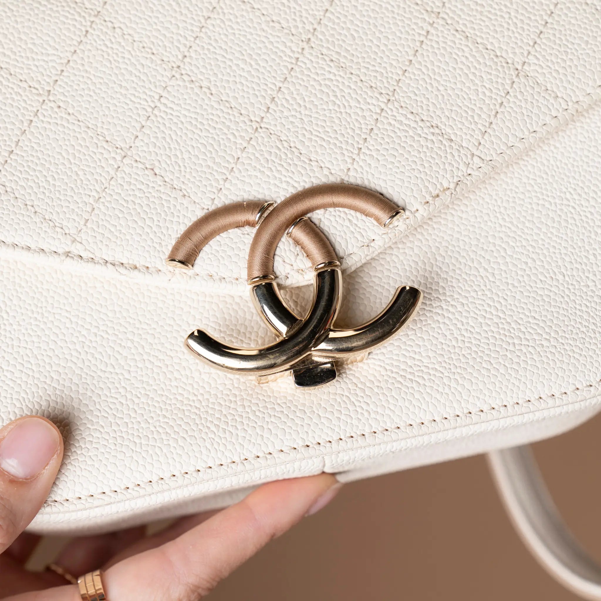 Chanel Small Caviar Paris Cuba Thread Around Flap — Detail View