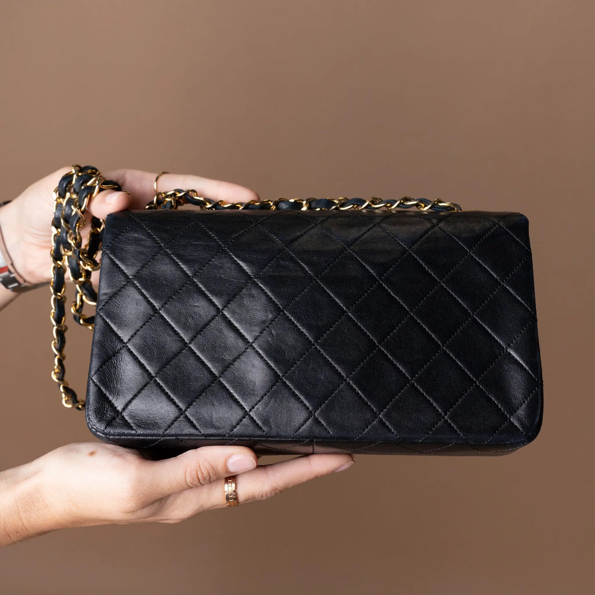 Chanel Small CC Quilted Lambskin Full Single Flap — Back View