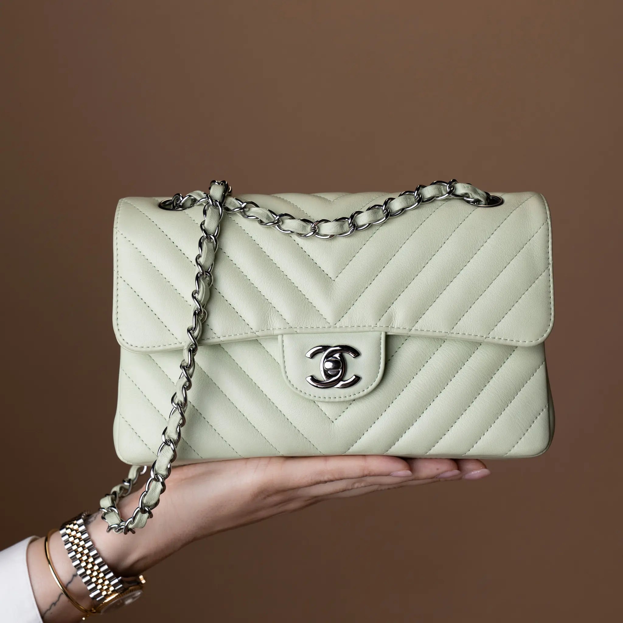 Chanel Small Classic Chevron Lambskin Double Flap — Additional View