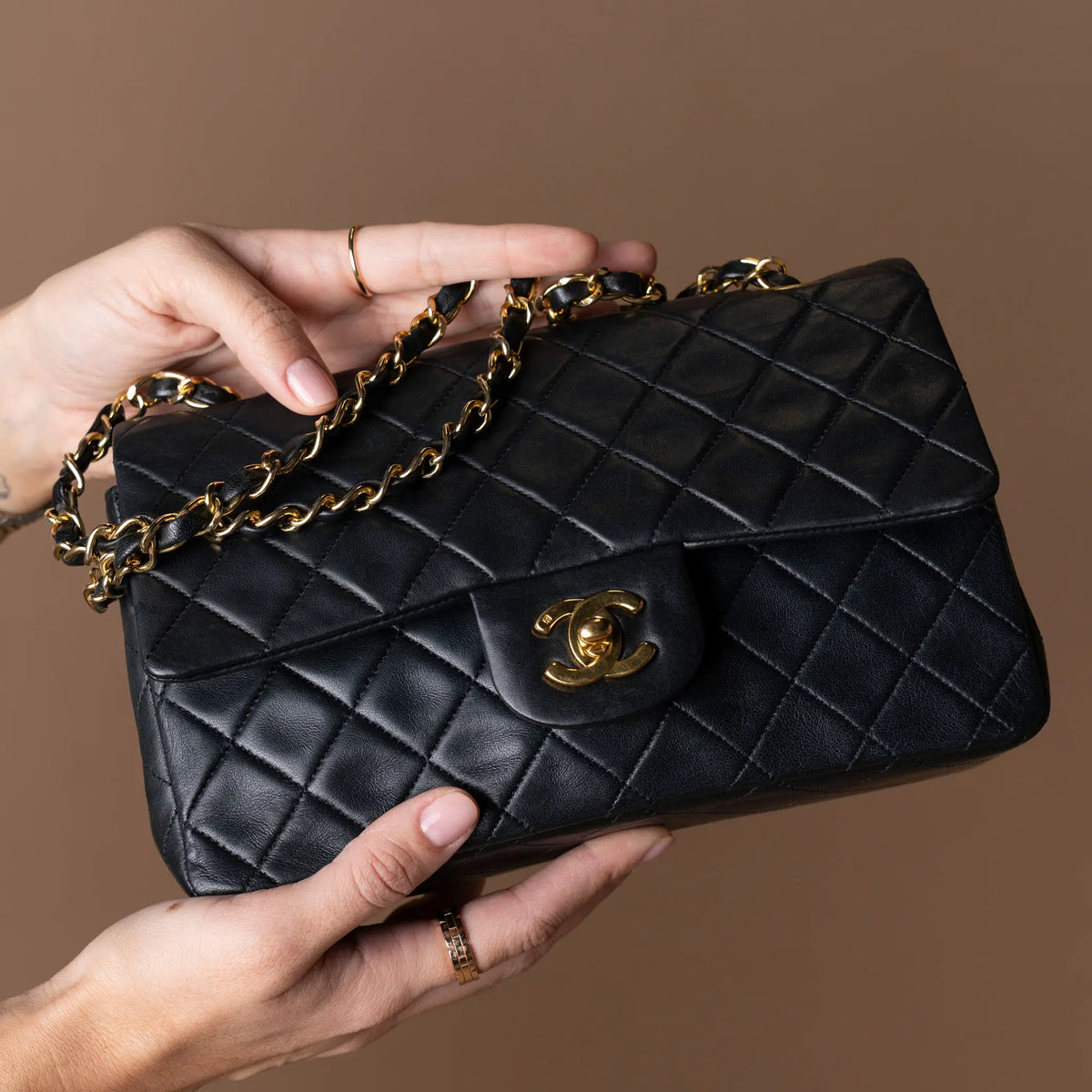 Chanel Small Classic Lambskin Double Flap — Front View