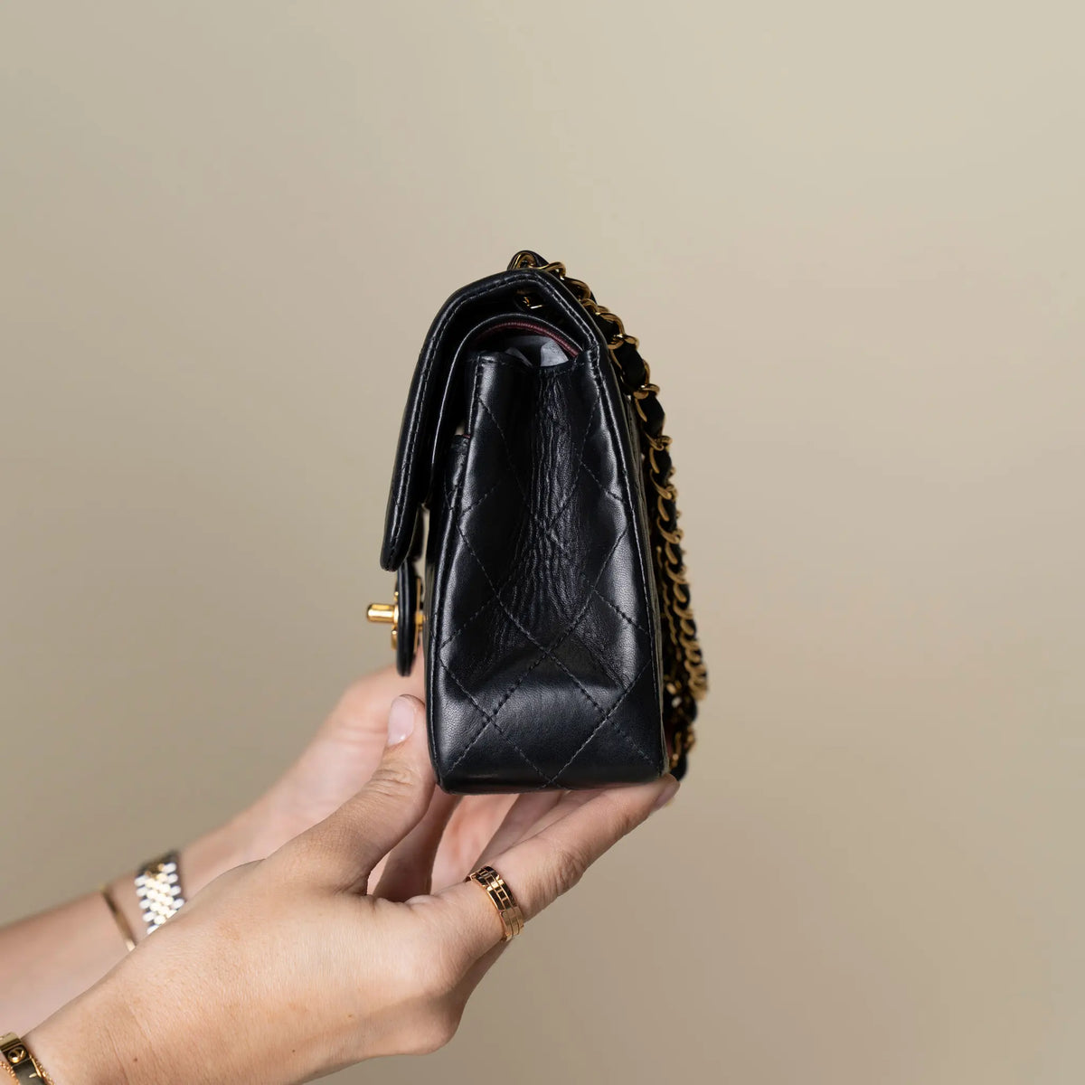 Chanel Small Classic Lambskin Double Flap — Front View