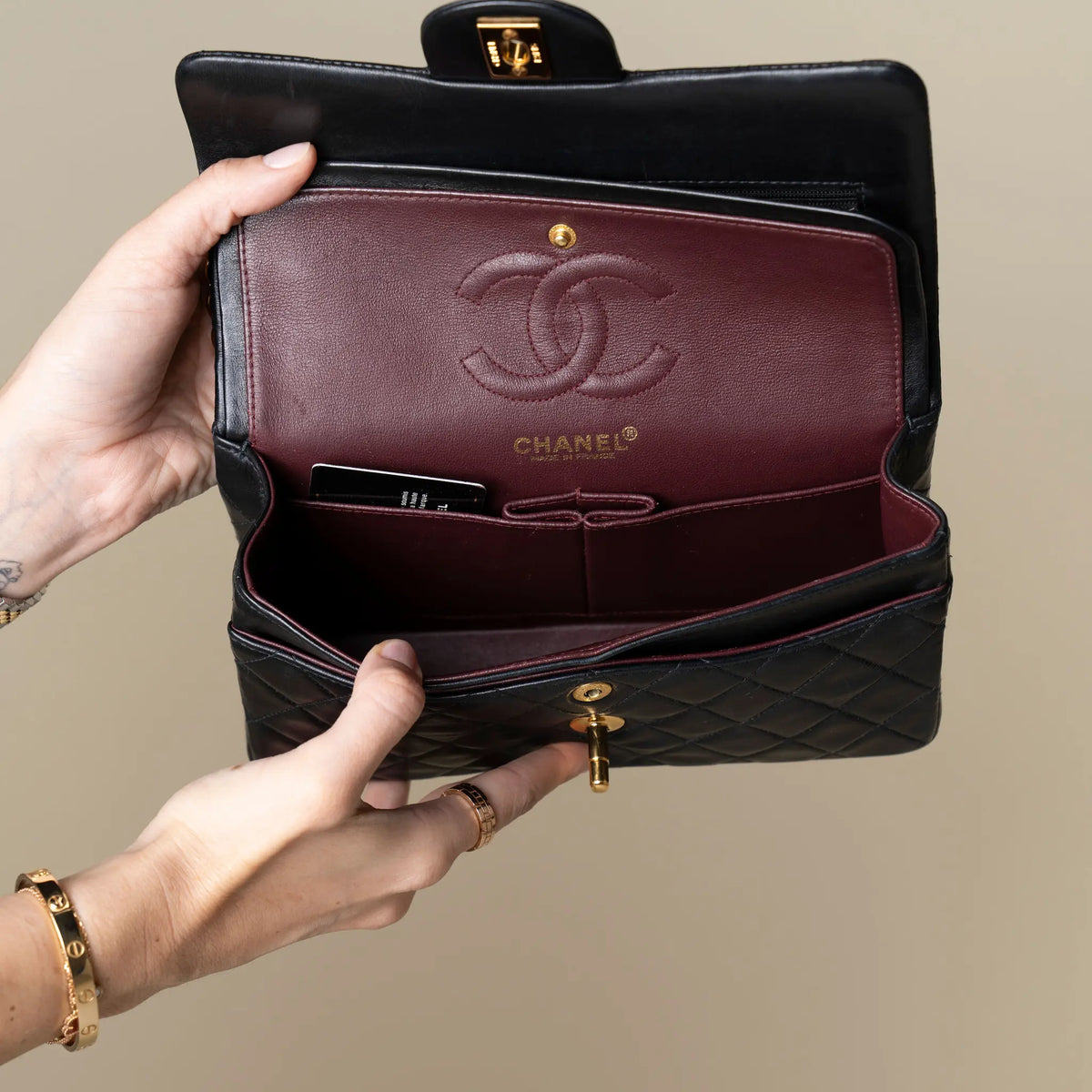 Chanel Small Classic Lambskin Double Flap — Interior Detail