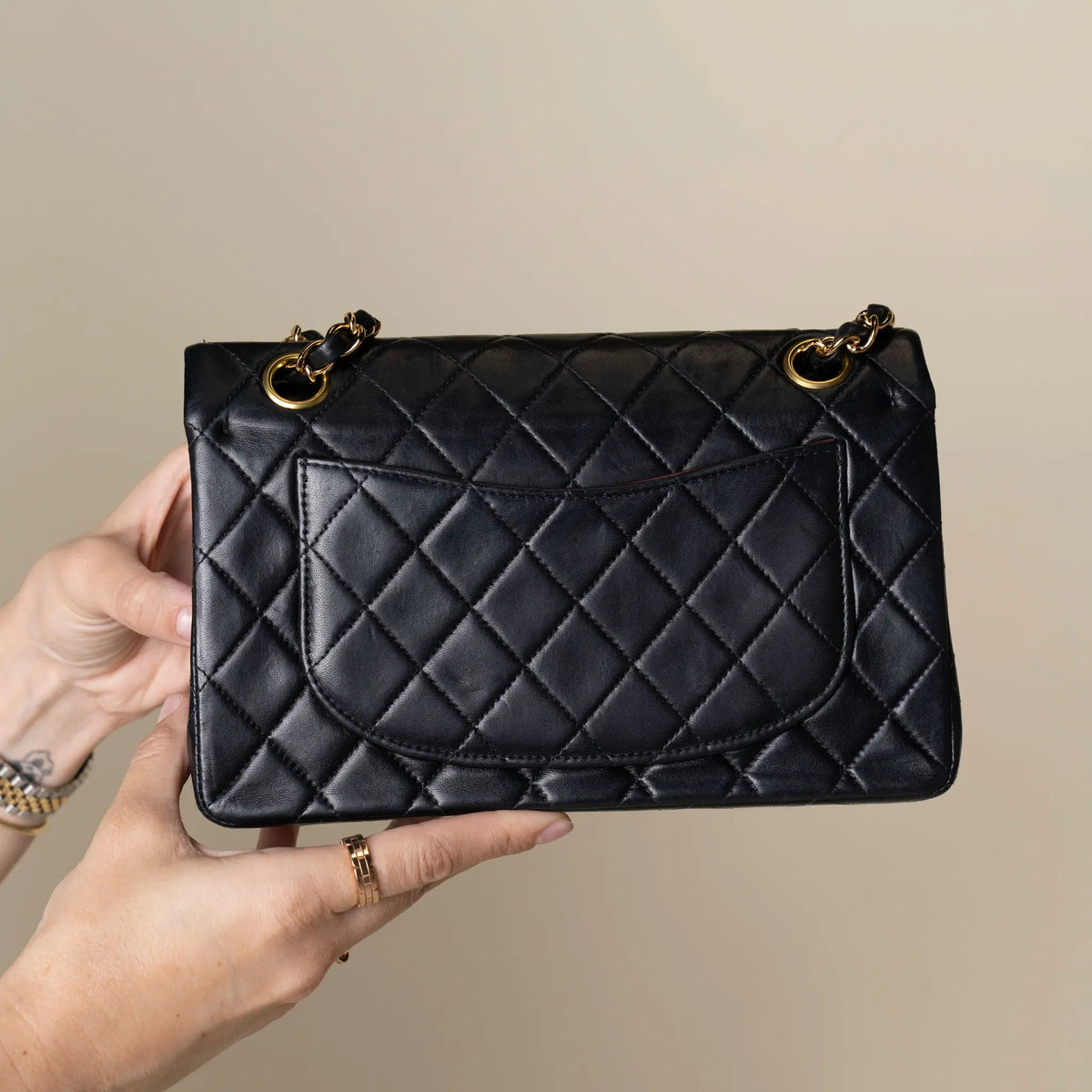 Chanel Small Classic Lambskin Double Flap — Close-up Detail