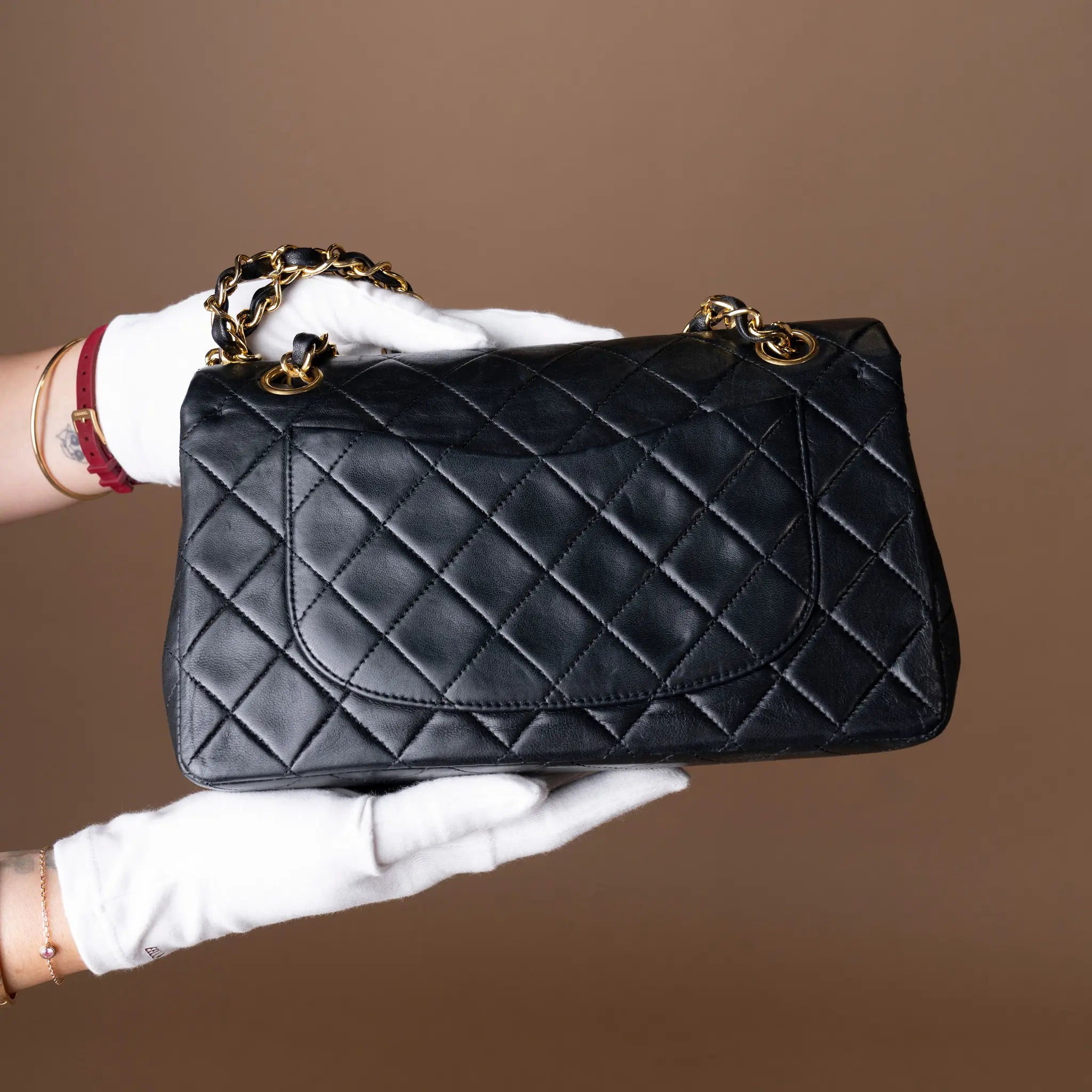 Chanel Small Classic Lambskin Double Flap — Detail View