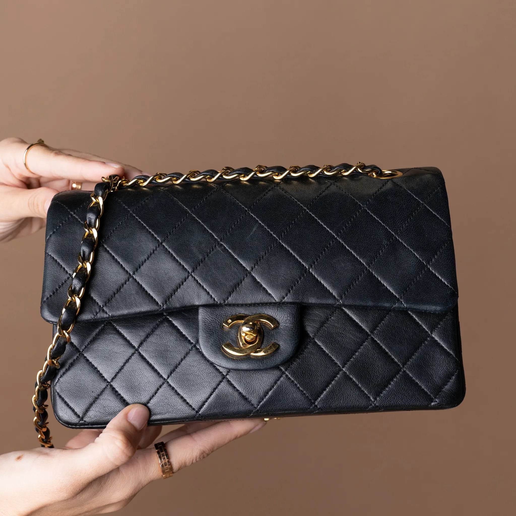 Chanel Small Classic Lambskin Double Flap — Close-up Detail