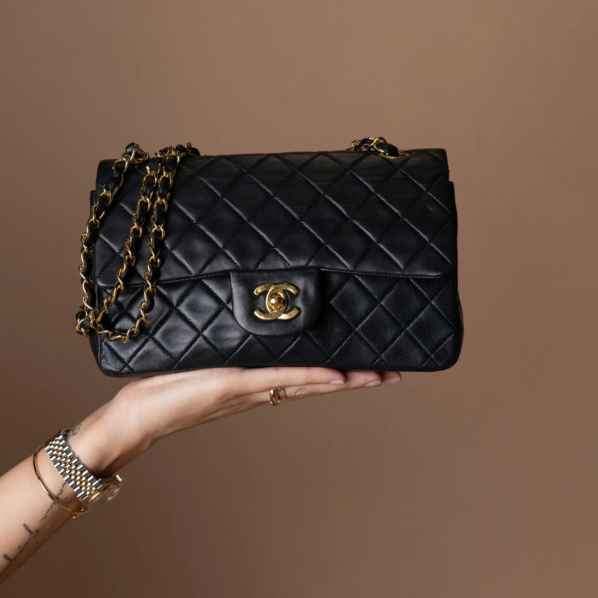 Chanel Small Classic Lambskin Double Flap — Close-up Detail