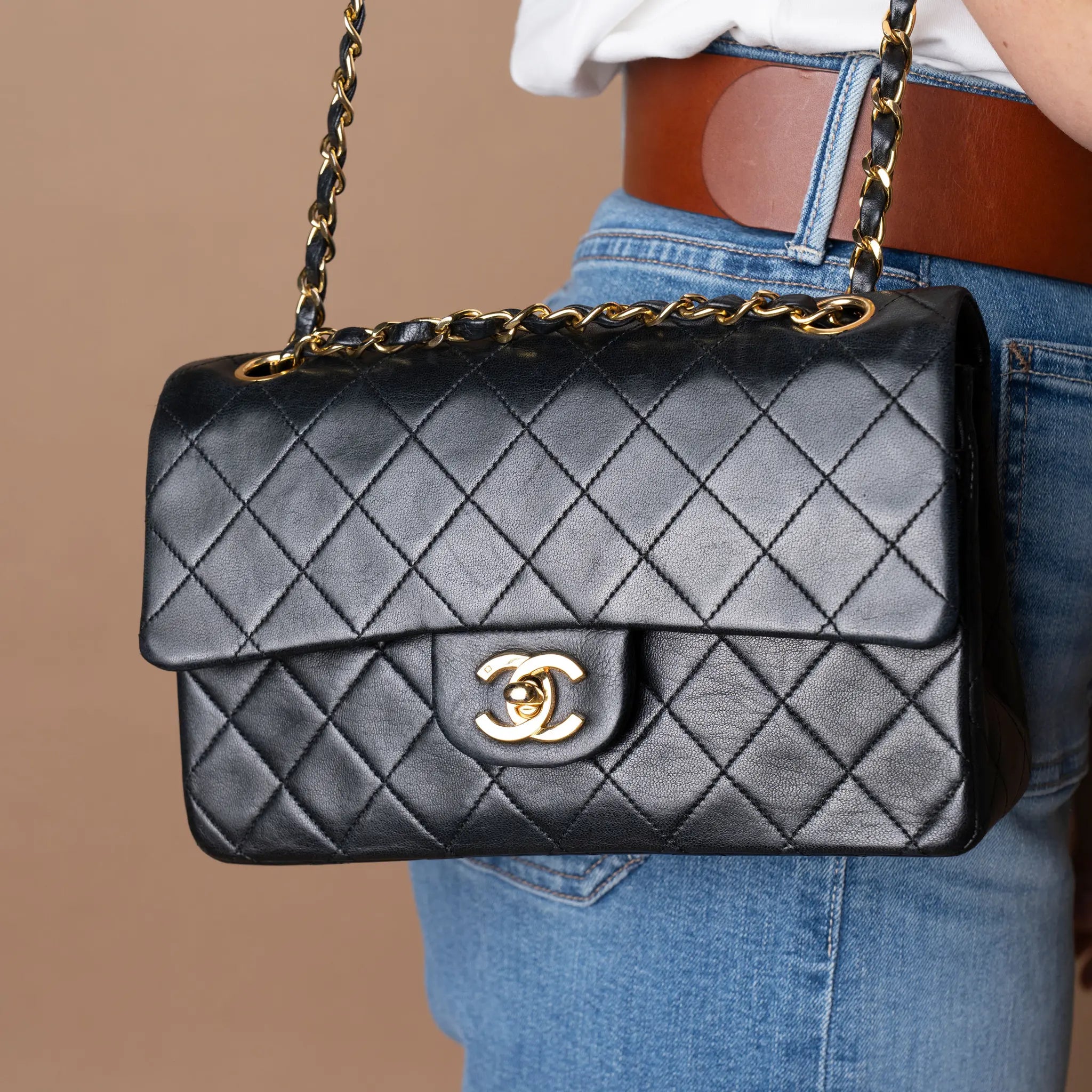 Chanel Small Classic Lambskin Double Flap — Detail View