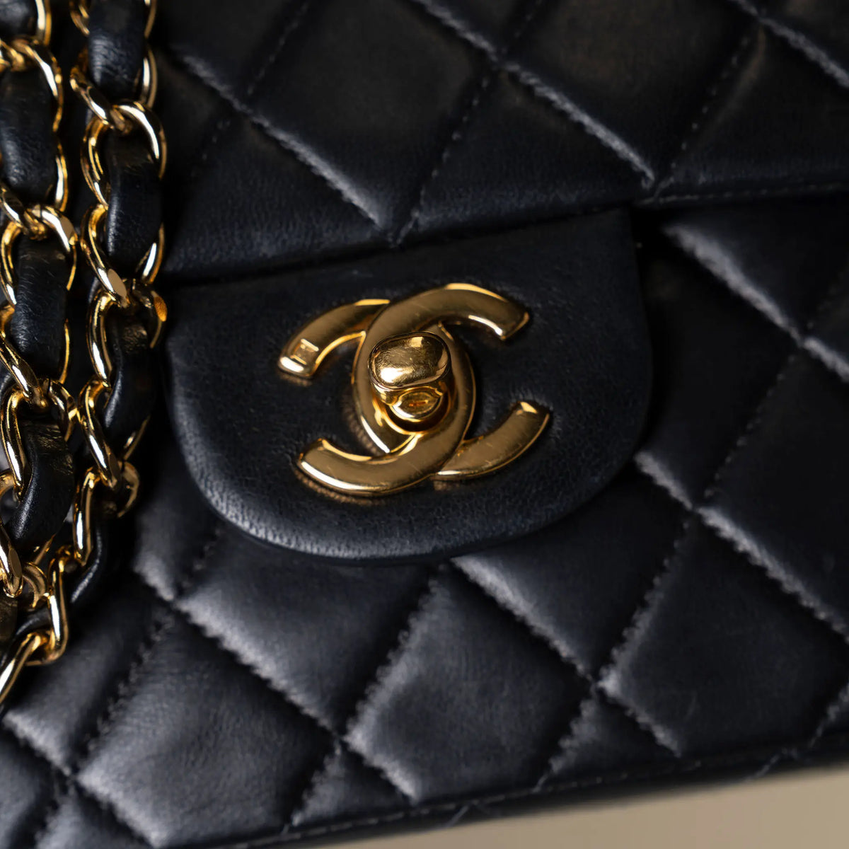 Chanel Small Classic Lambskin Double Flap — Detail View