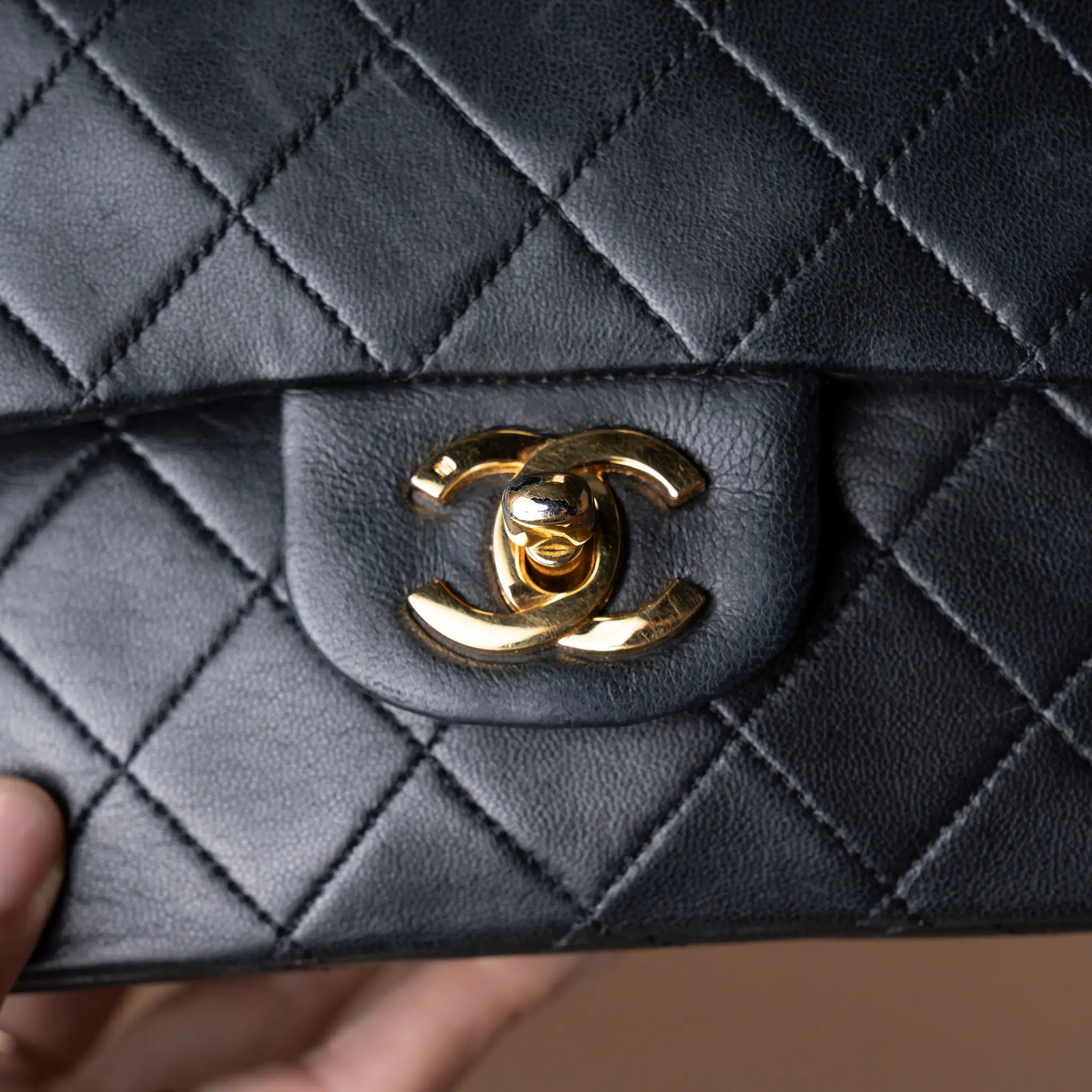 Chanel Small Classic Lambskin Double Flap — Detail View