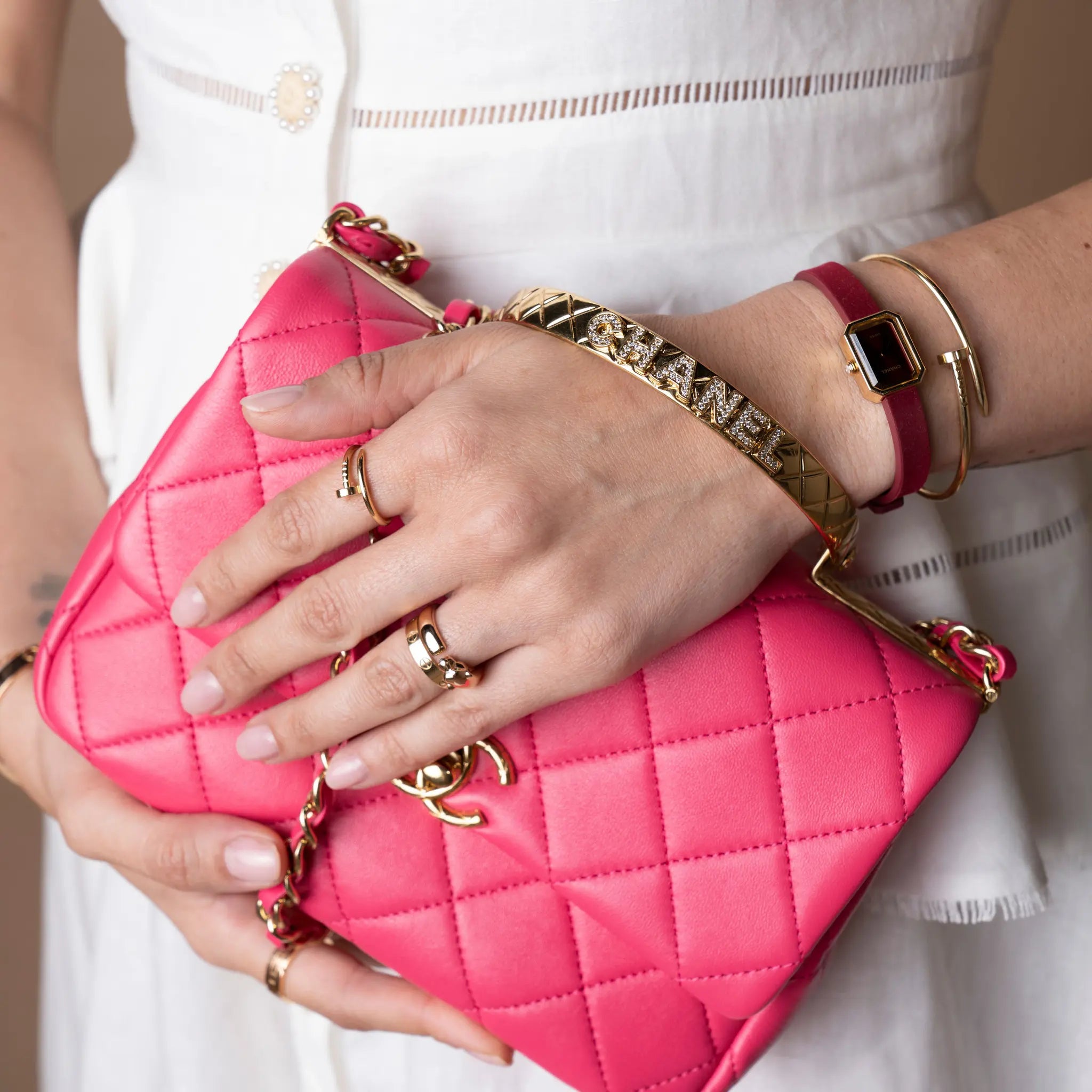 Chanel Small Lambskin Bangle Crush Top Handle Bag