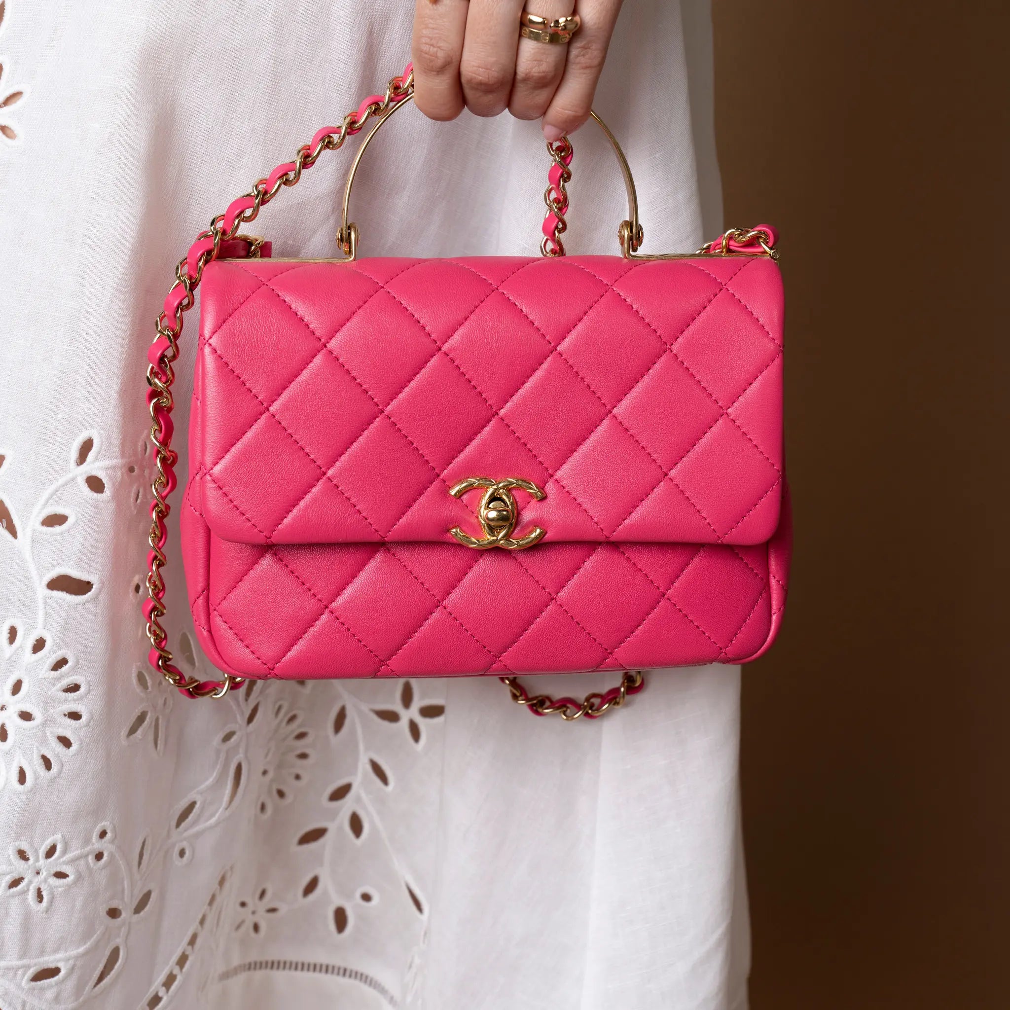 Chanel Small Lambskin Bangle Crush Top Handle Bag