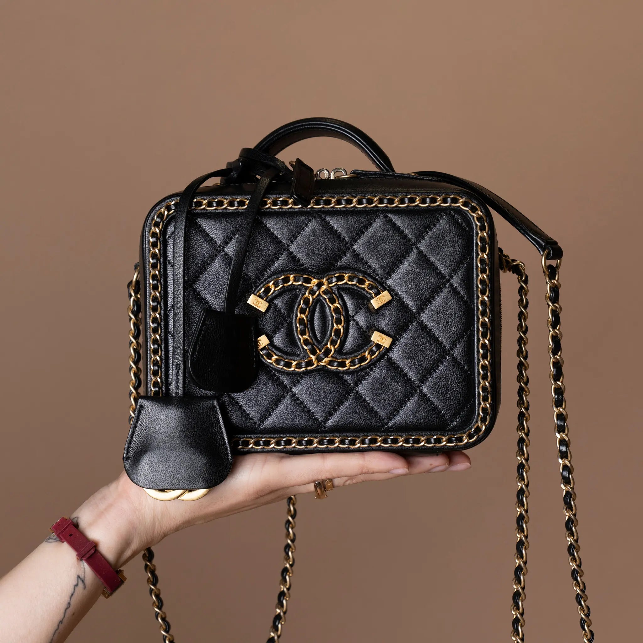 Chanel Small Lambskin CC Filigree Vanity Case — Featured Image