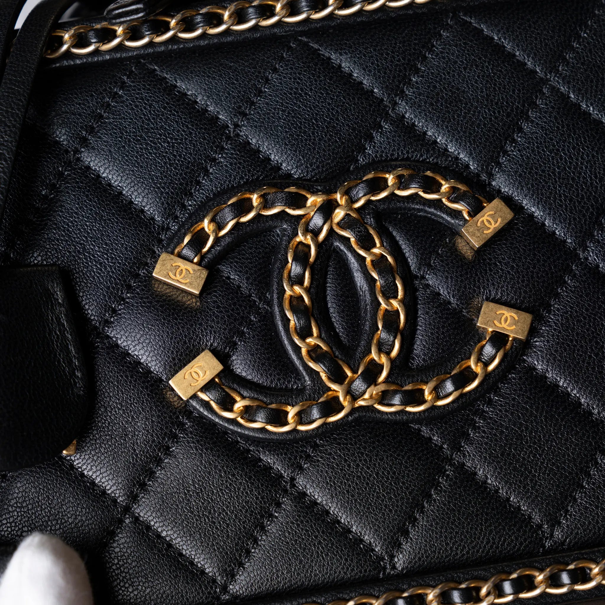 Chanel Small Lambskin CC Filigree Vanity Case — Front View