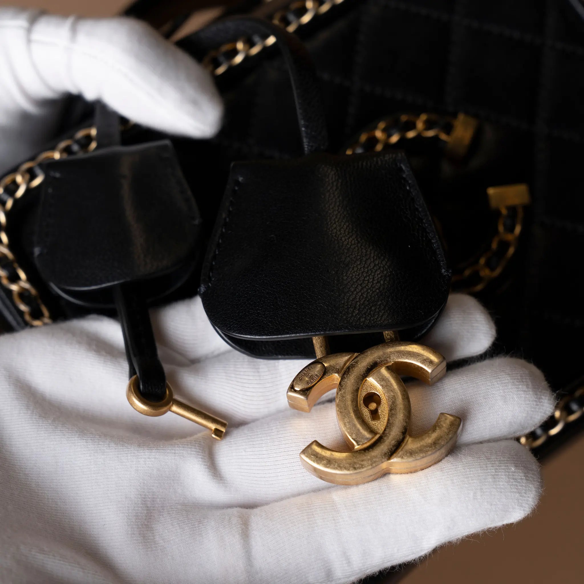 Chanel Small Lambskin CC Filigree Vanity Case — Side Profile