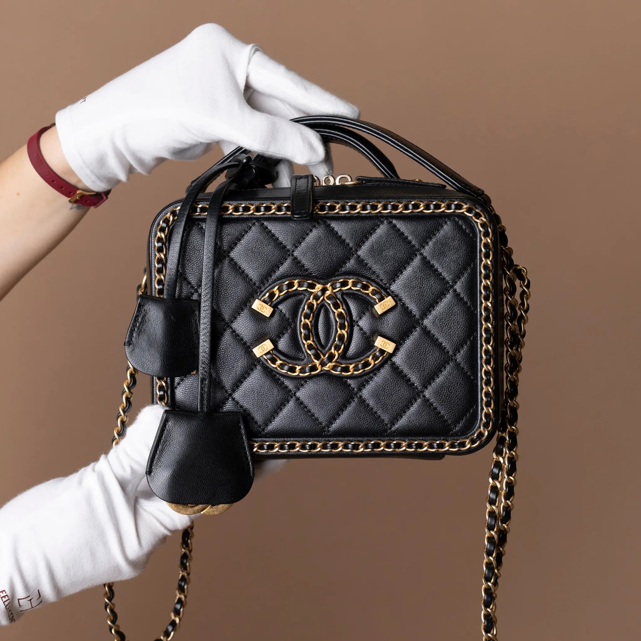 Chanel Small Lambskin CC Filigree Vanity Case — Interior Detail