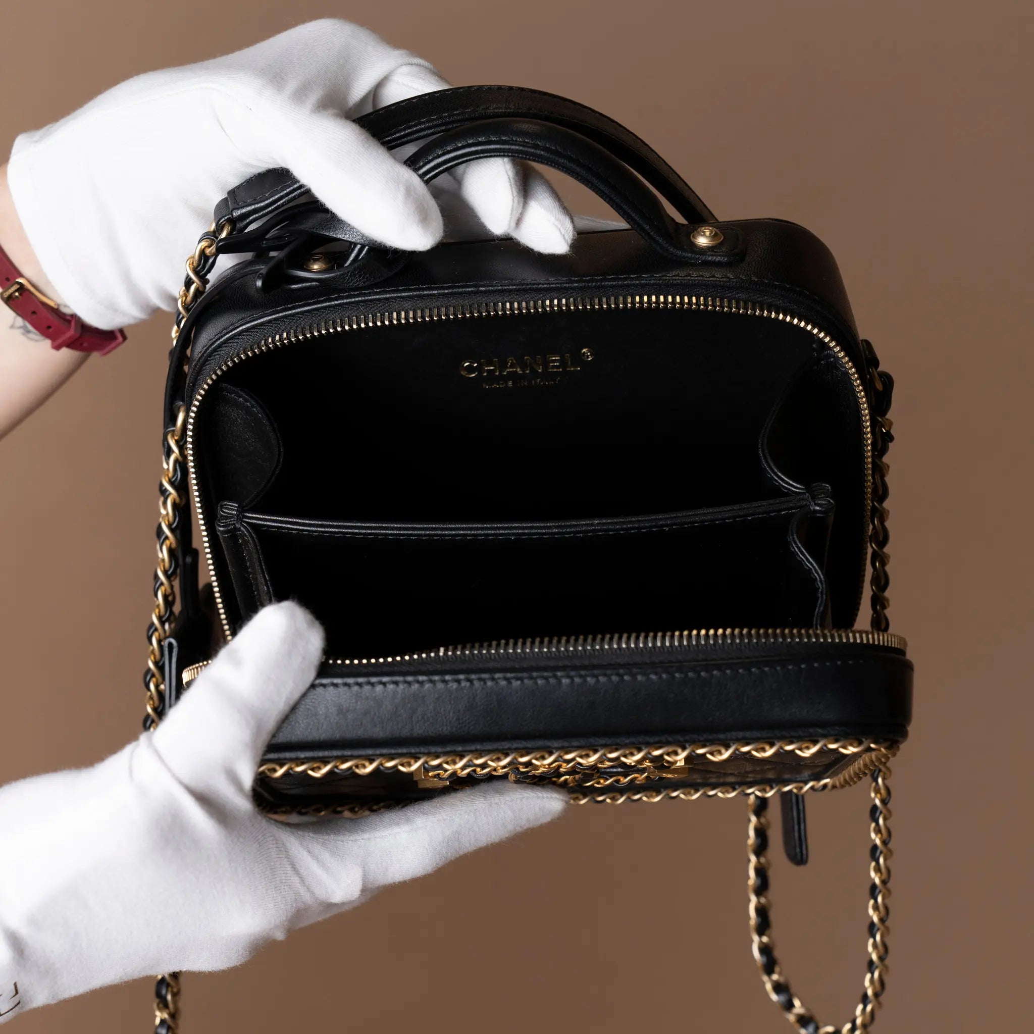 Chanel Small Lambskin CC Filigree Vanity Case — Detail View