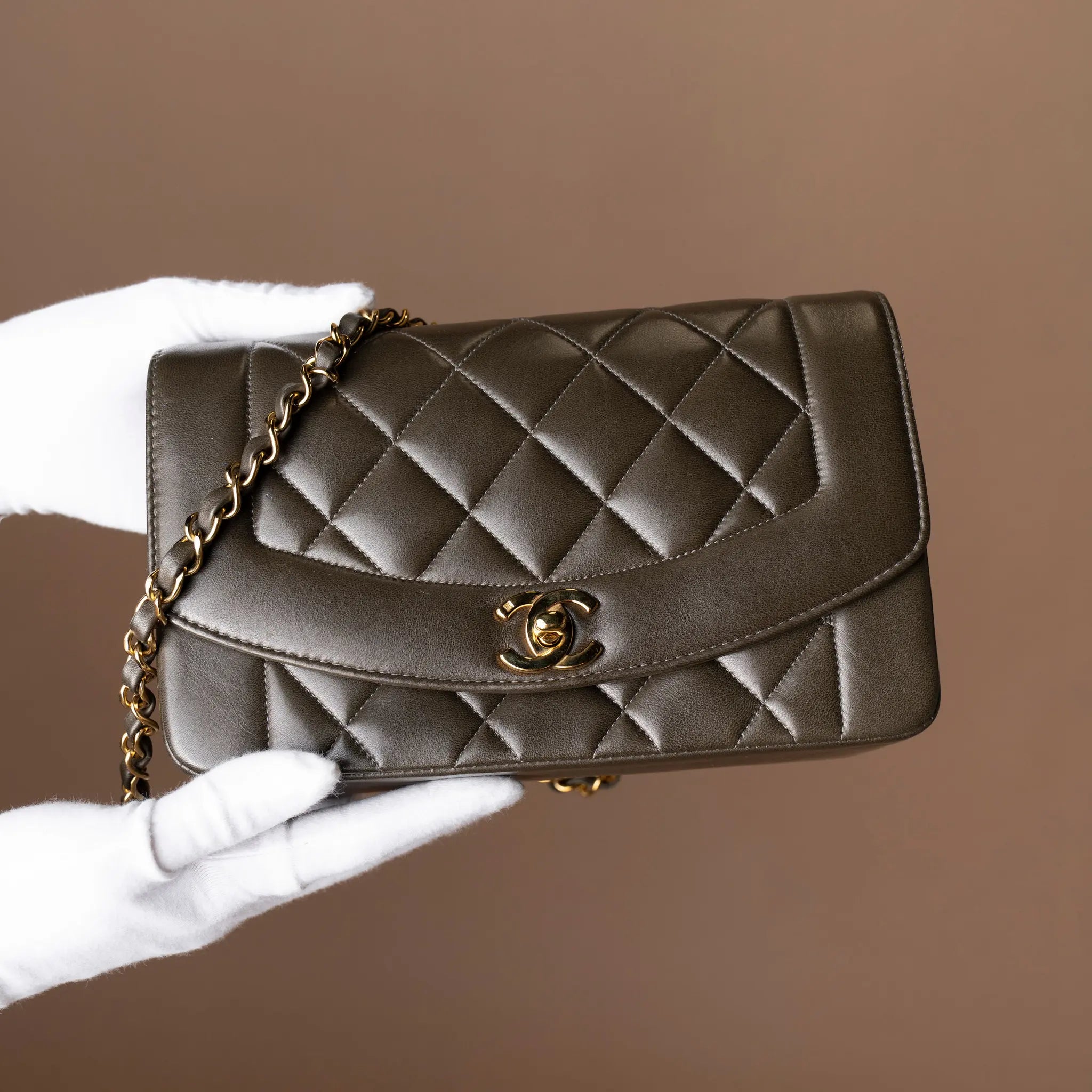 Chanel Small Lambskin Diana Flap — Back View